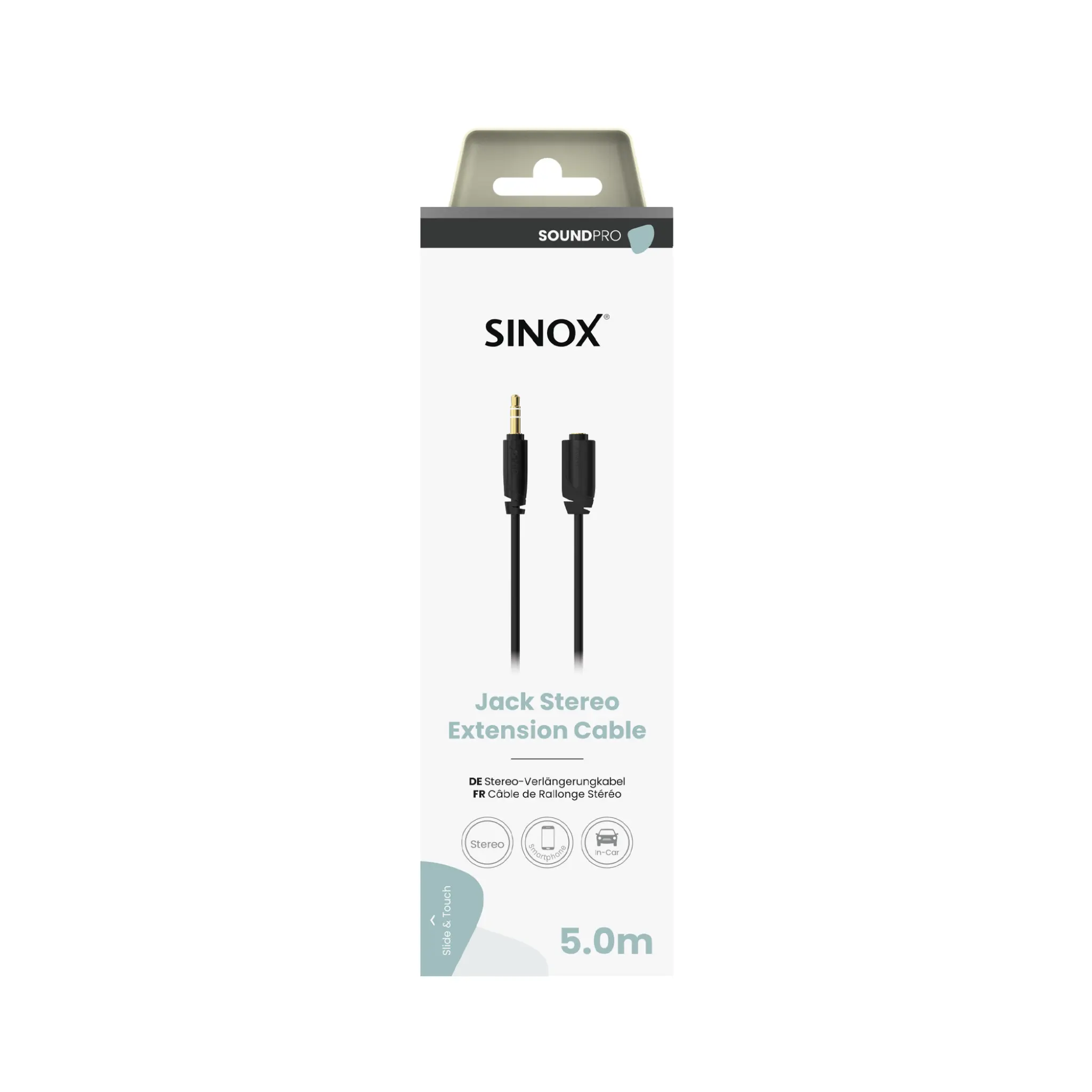 Sinox PRO 3.5mm Mini Jack extension Cable. 5m. Black