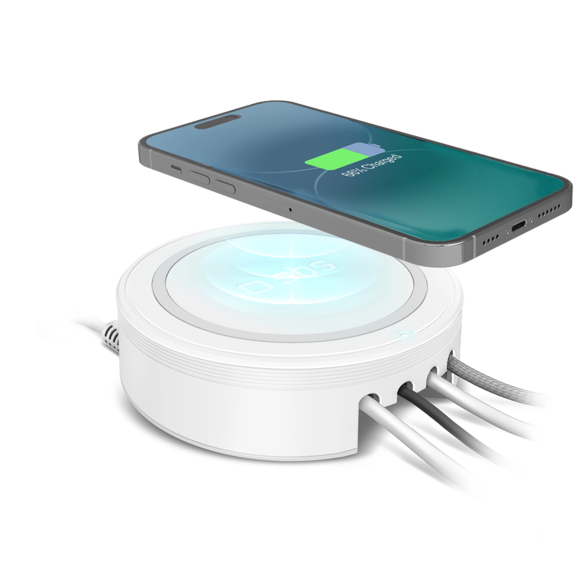 SBS Charging station with 2 USB-A ports, 2 USB-C ports and wireless charger. White