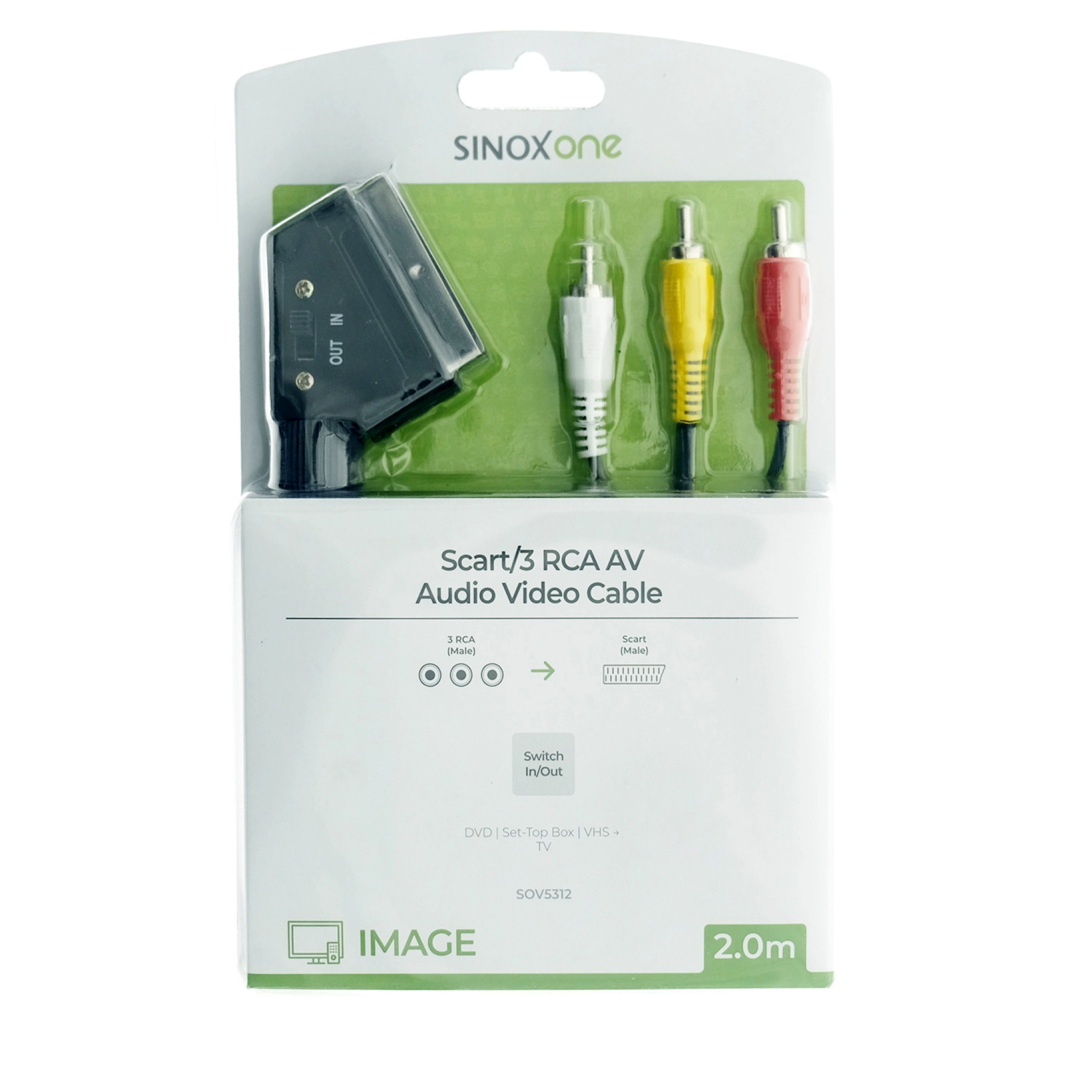 Sinox One Composite to Scart Cable. 2m. Black