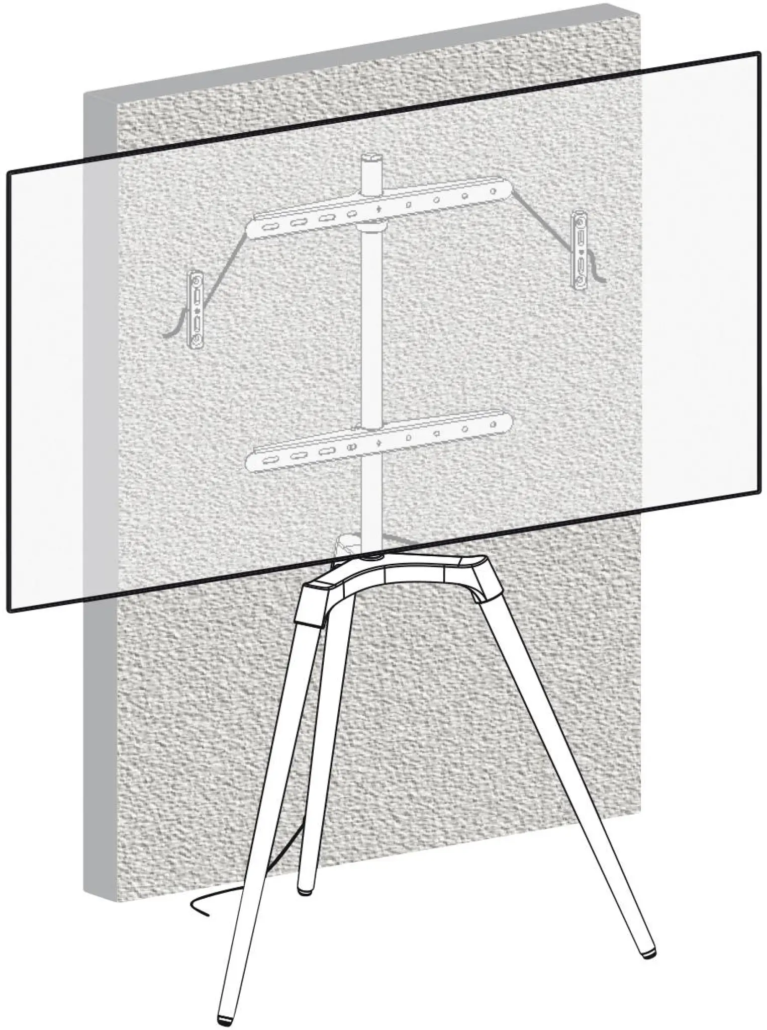 Tripod TV Floor Stand. 42"-65". White & Beech