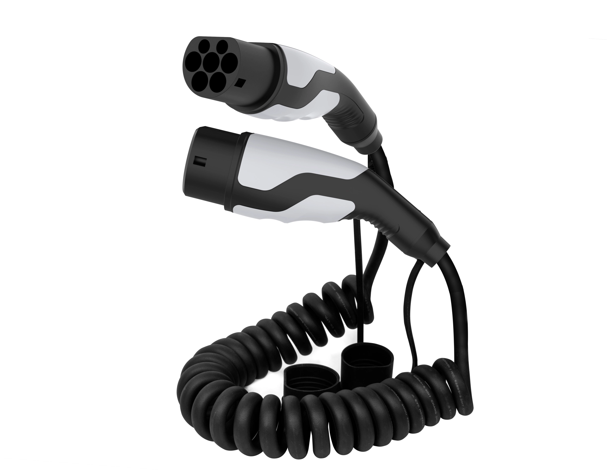 Sinox EV Charging Spiral Cable Mode 3. 16A 3 phases. 5m. Black