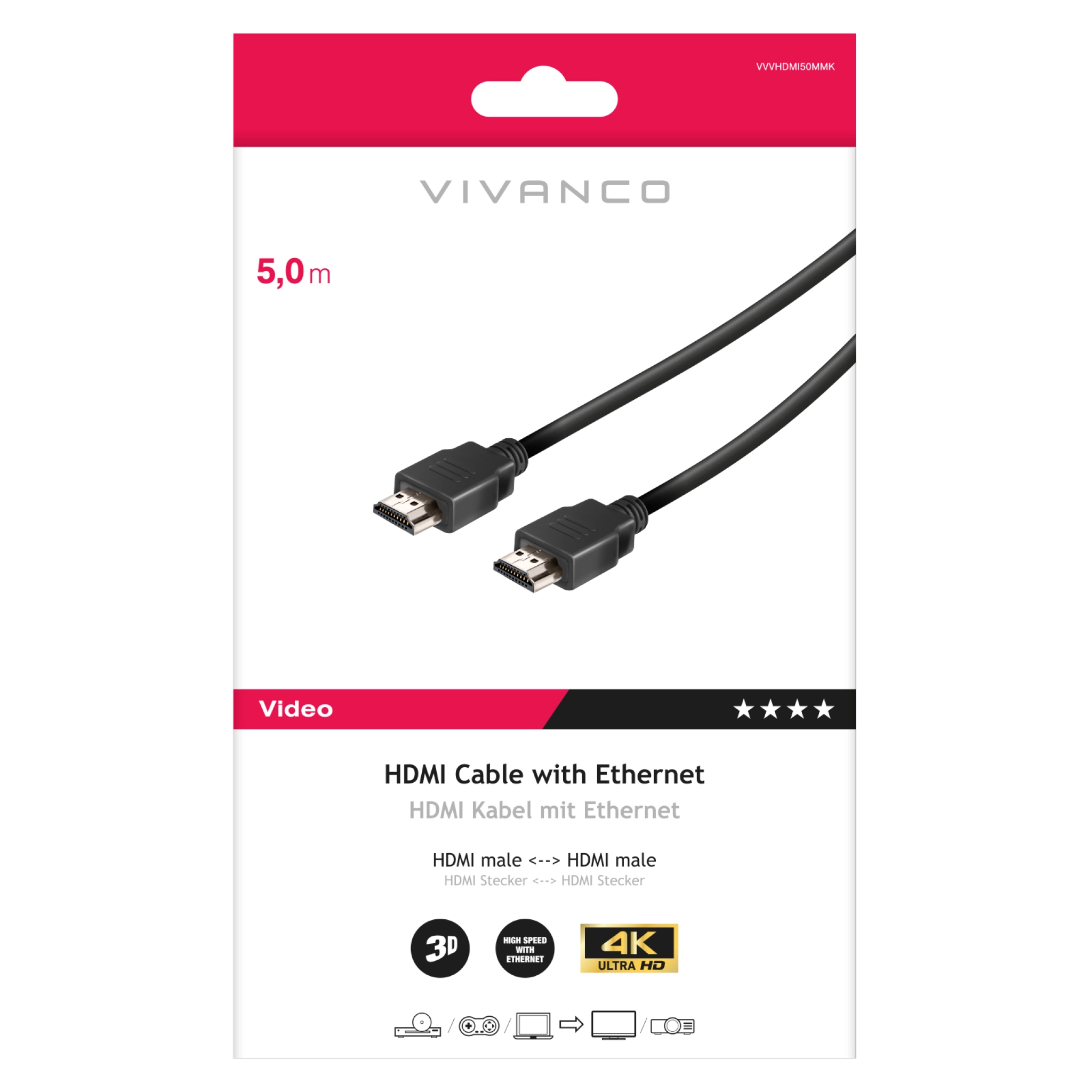 Vivanco HDMI Type A Cable for 3D and 4K Ultra HD