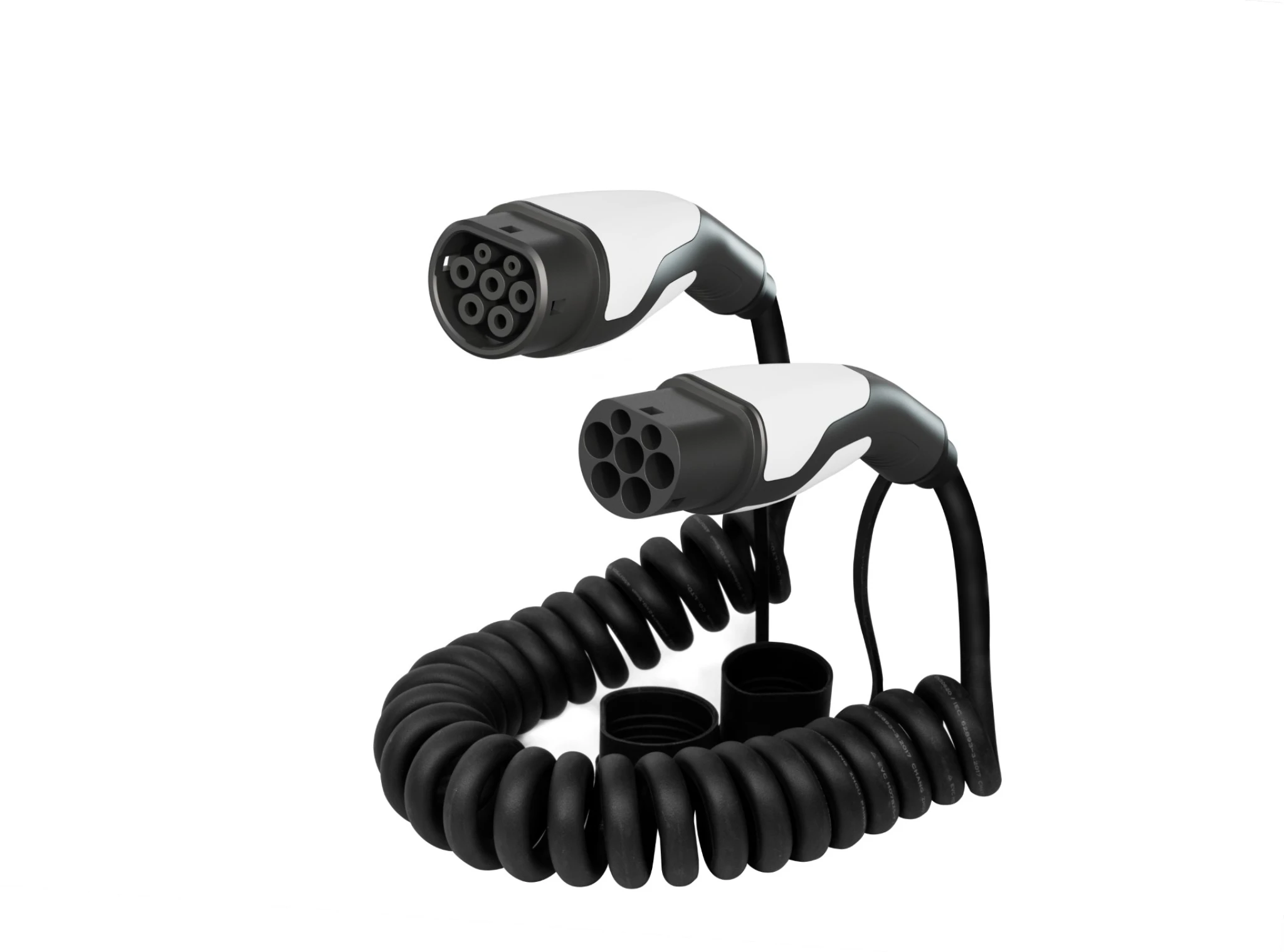 Sinox EV Charging Spiral Cable Mode 3. 16A 3 phases. 5m. Black