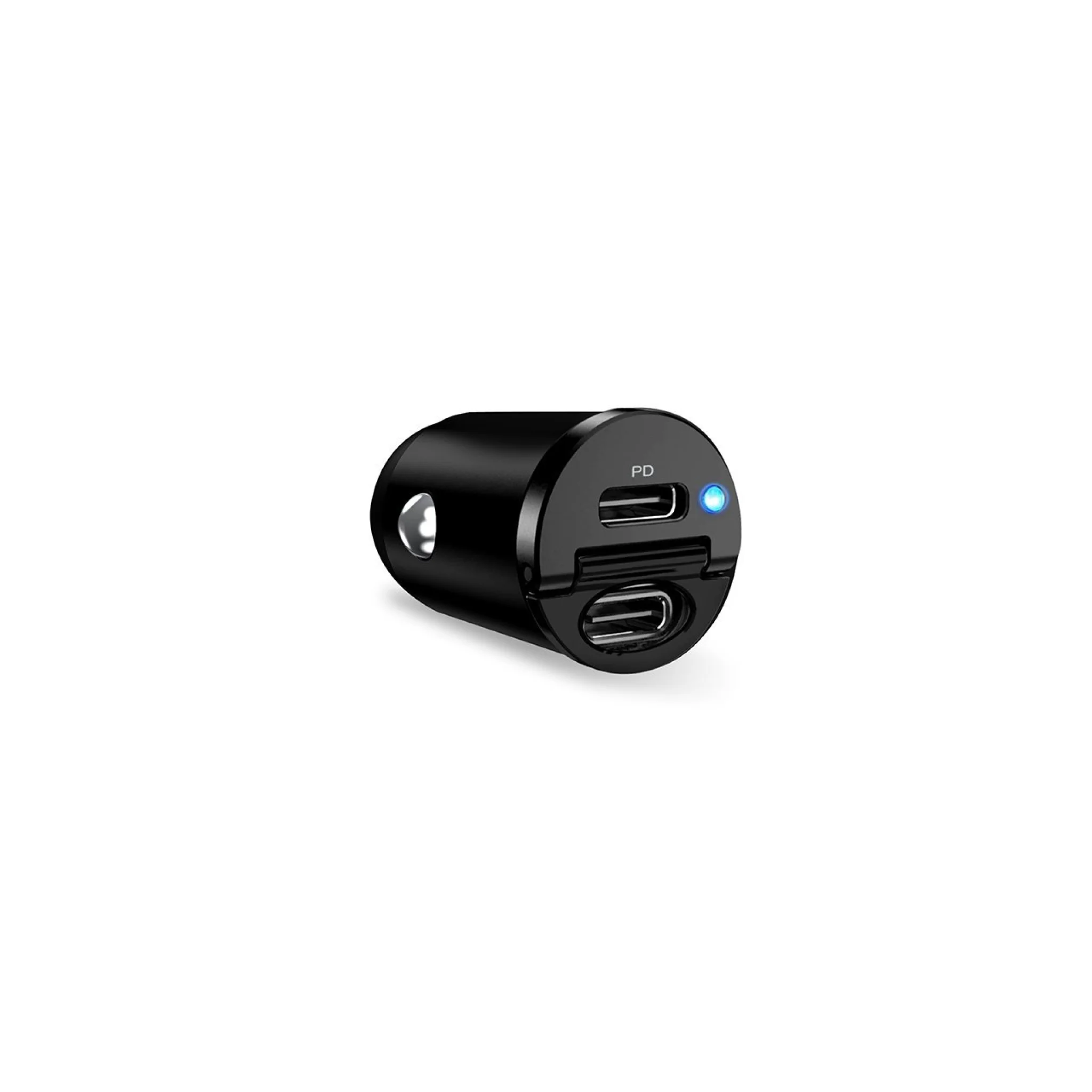 PURO Mini Car Charger "Bullet" 2 Port USB-C Fast Charging and Power Delivery 30W