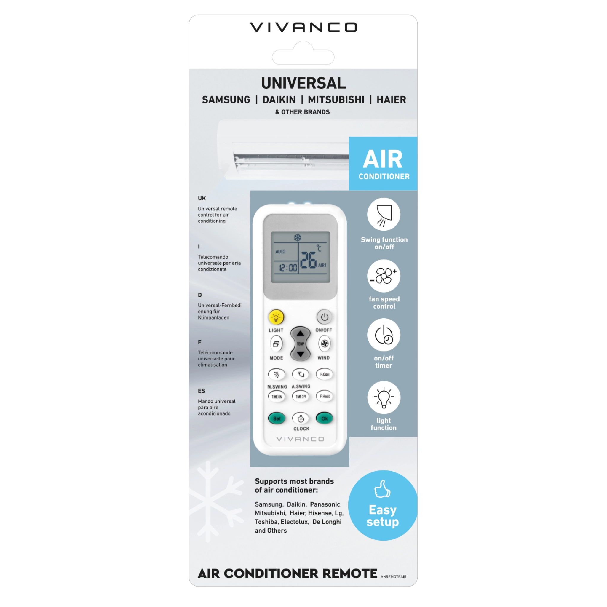 Vivanco Universal remote control for air conditioners