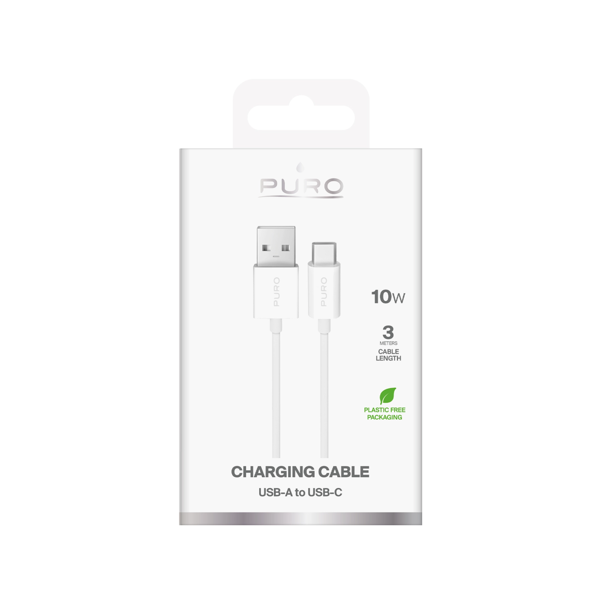 PURO TPE Cable USB-A to USB-C, 3m, 2.0, 10W, White