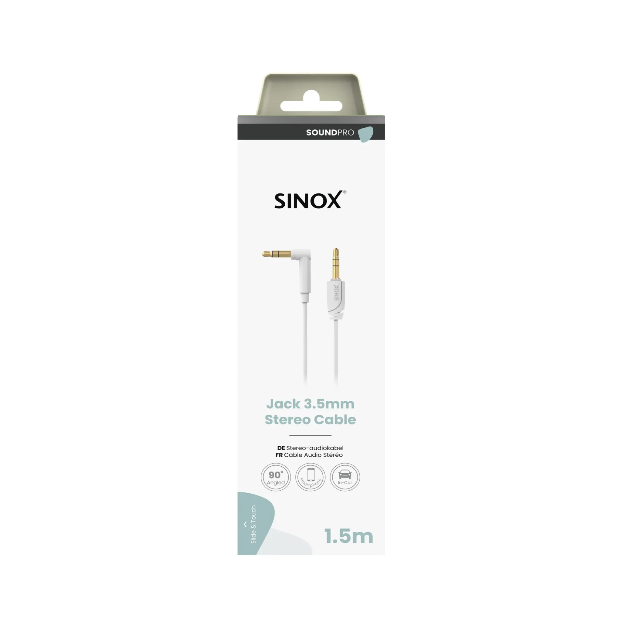 Sinox PRO Mini Jack Cable Angled. 1.5m. White