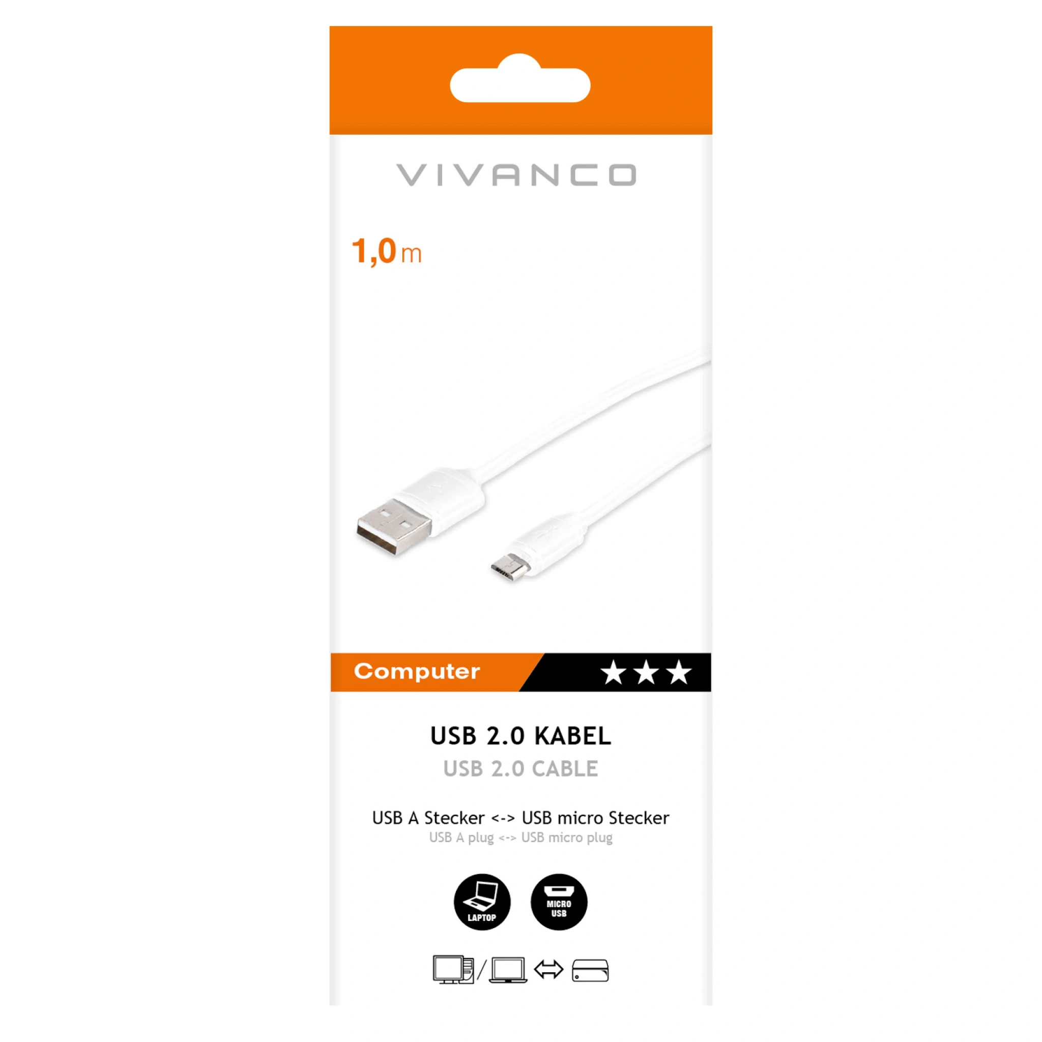 Vivanco Micro-USB data and charging cable, 1 m