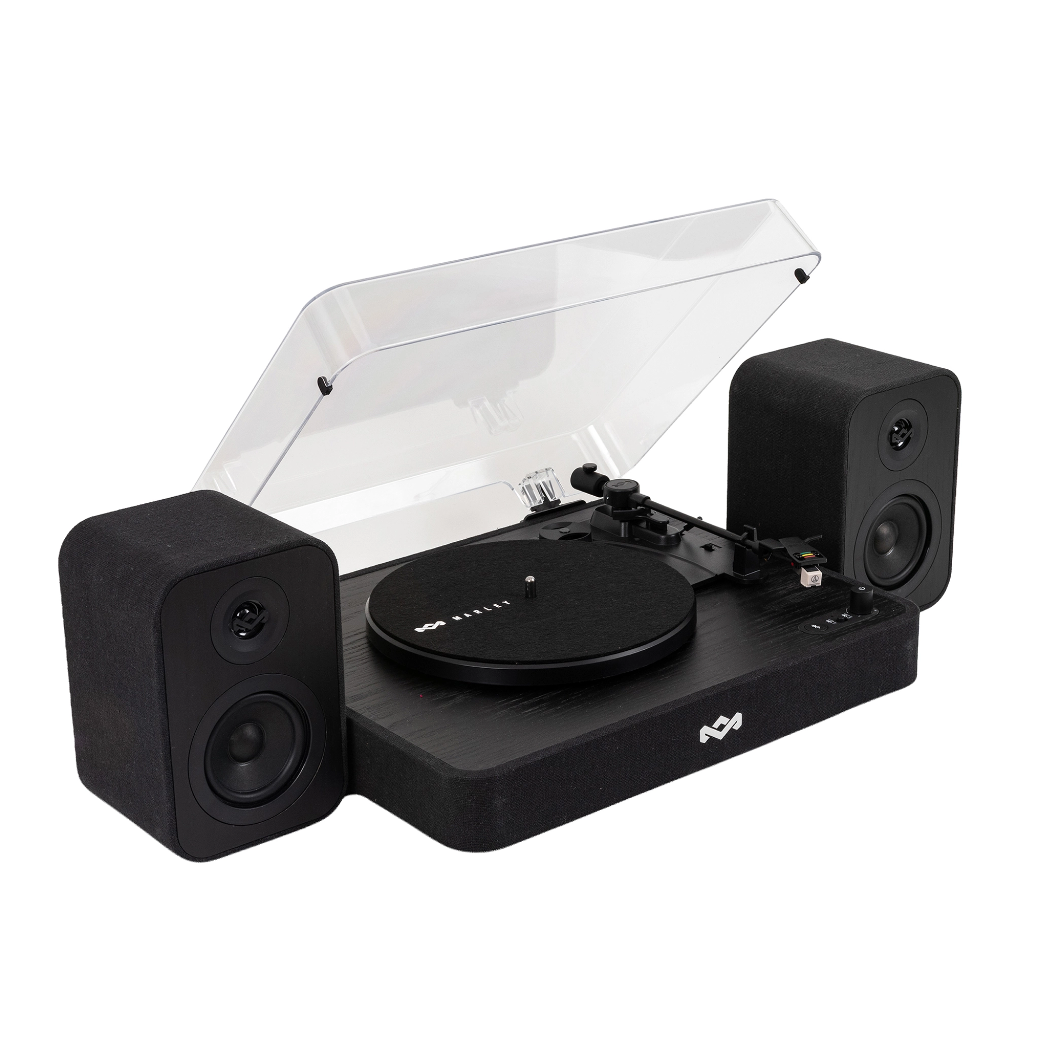 Marley Revolution Turntable and Speakers. Black