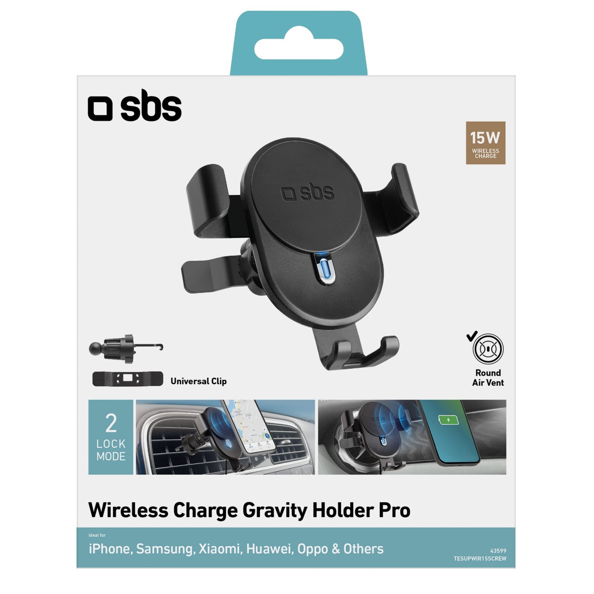 SBS Phone Holder Pro for Cars with Wireless Charging. 15W