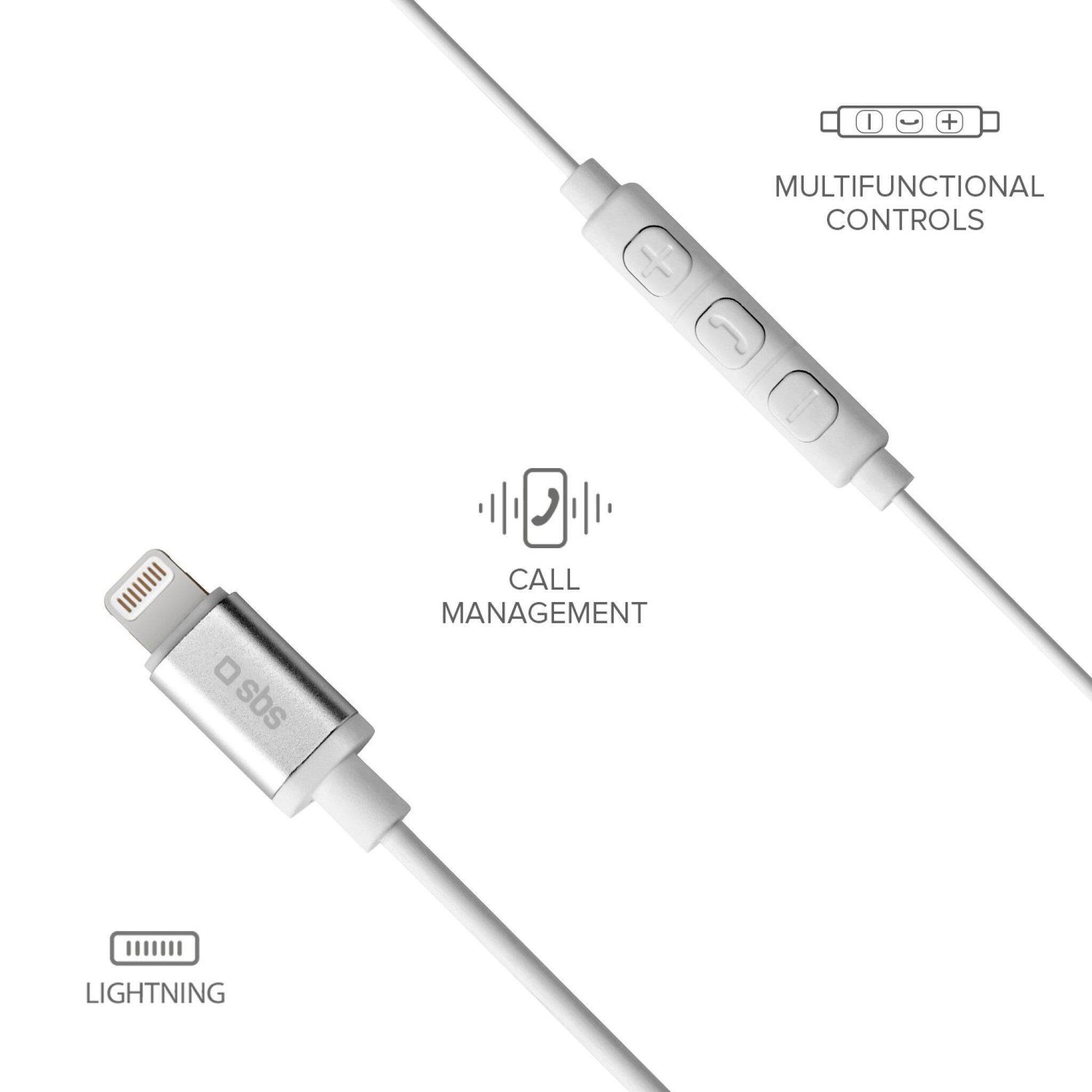 SBS In Ear Stereo Headset with Lightning Connector. White