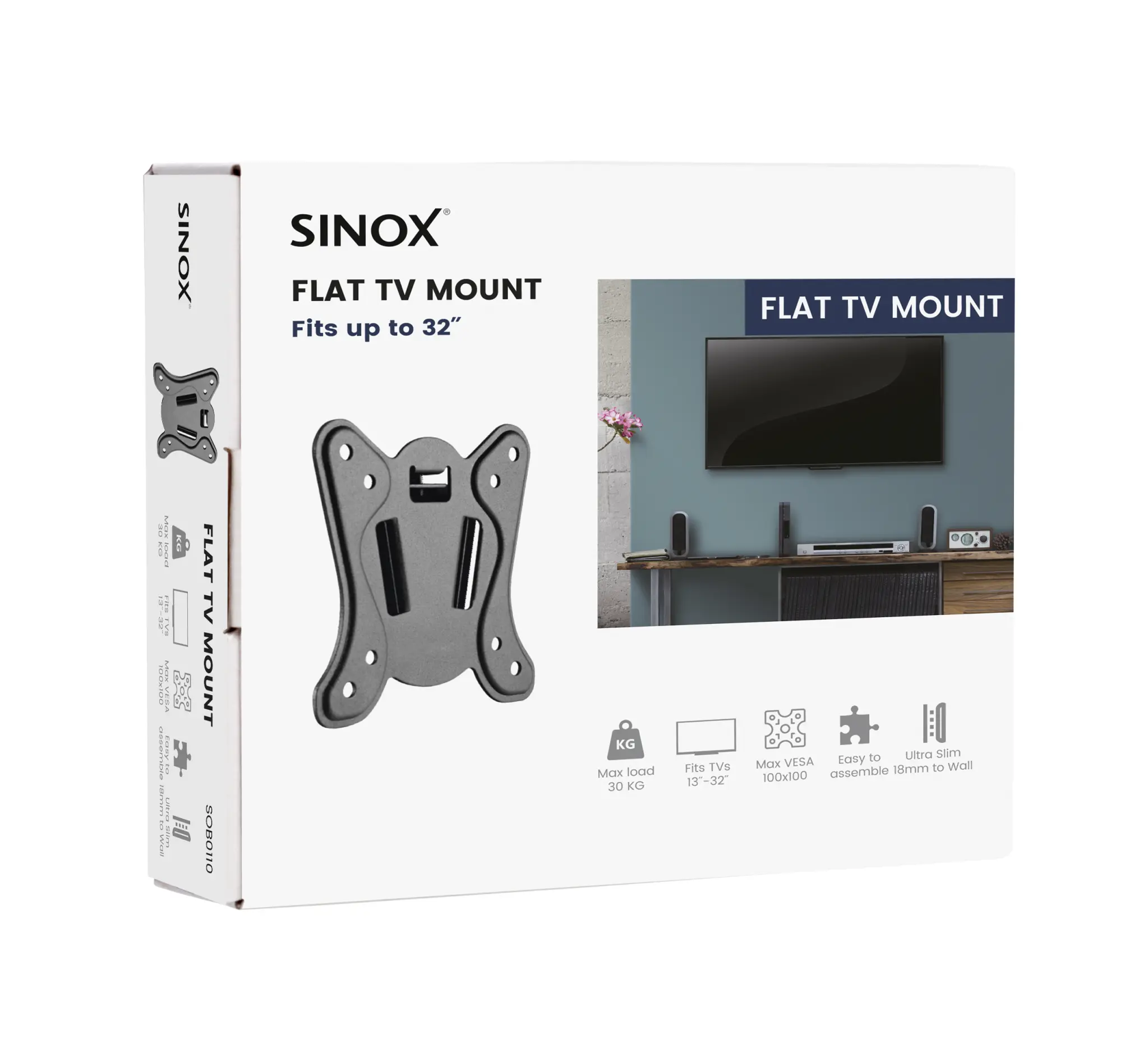 Sinox One TV Wall Mount. 13"-22". Black