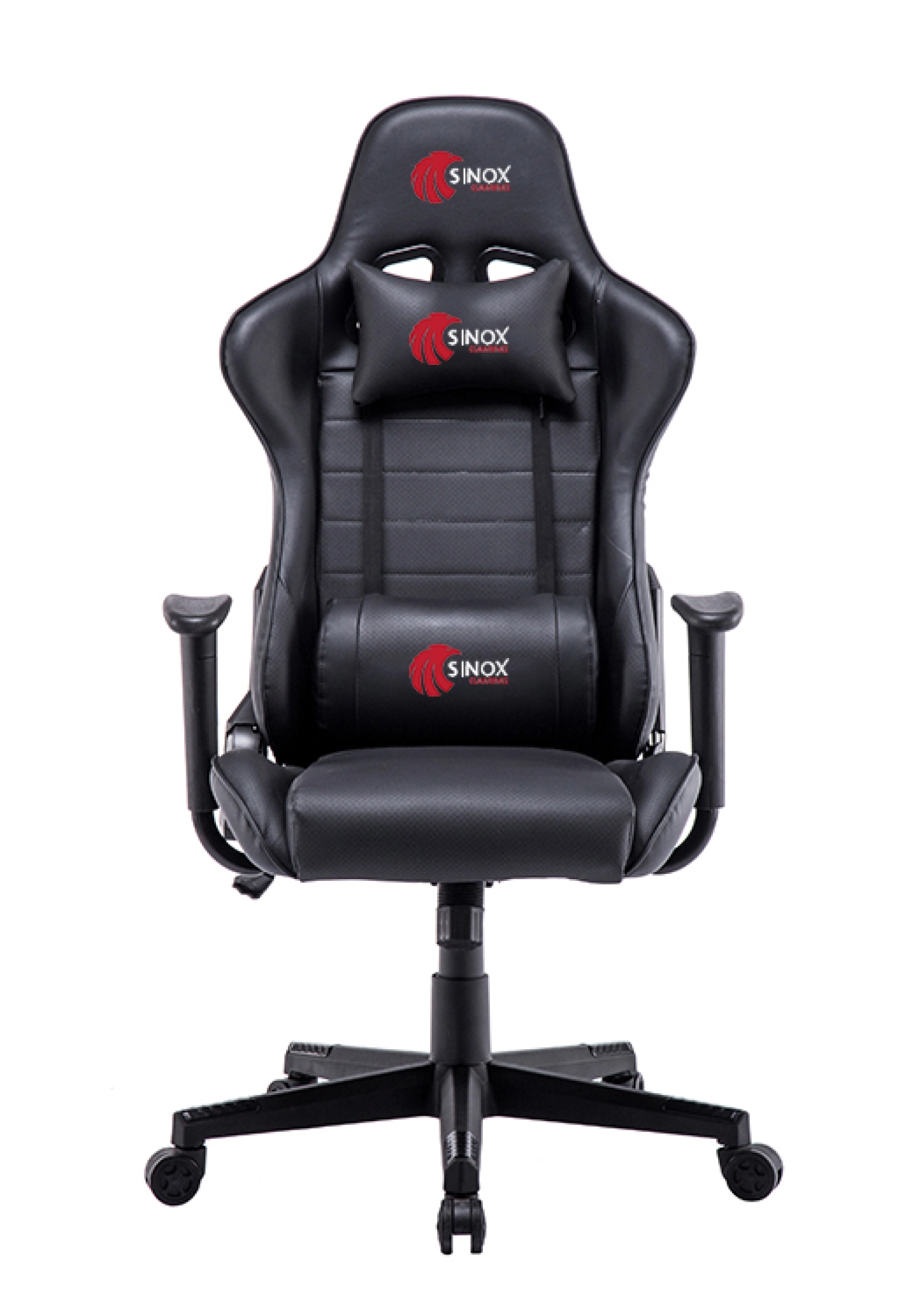 Sinox Gaming Chair in black with red stitching