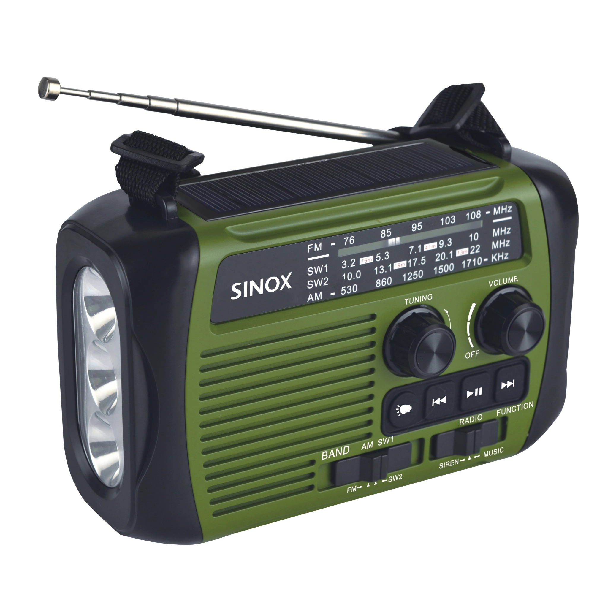 Sinox Bluetooth® Emergency Radio. Green