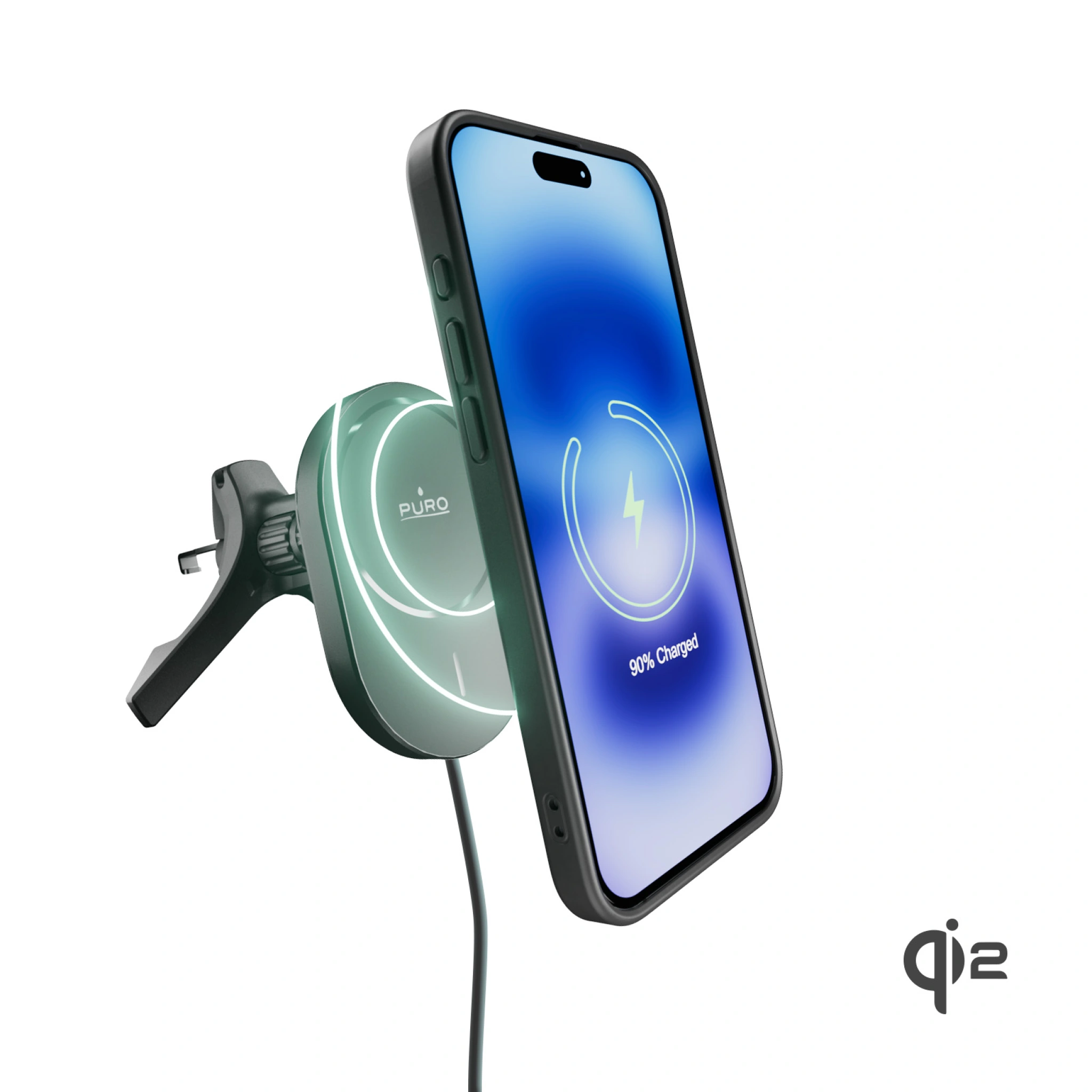 PURO Power Mag Holder magnetic car mount with Qi2 wireless charging