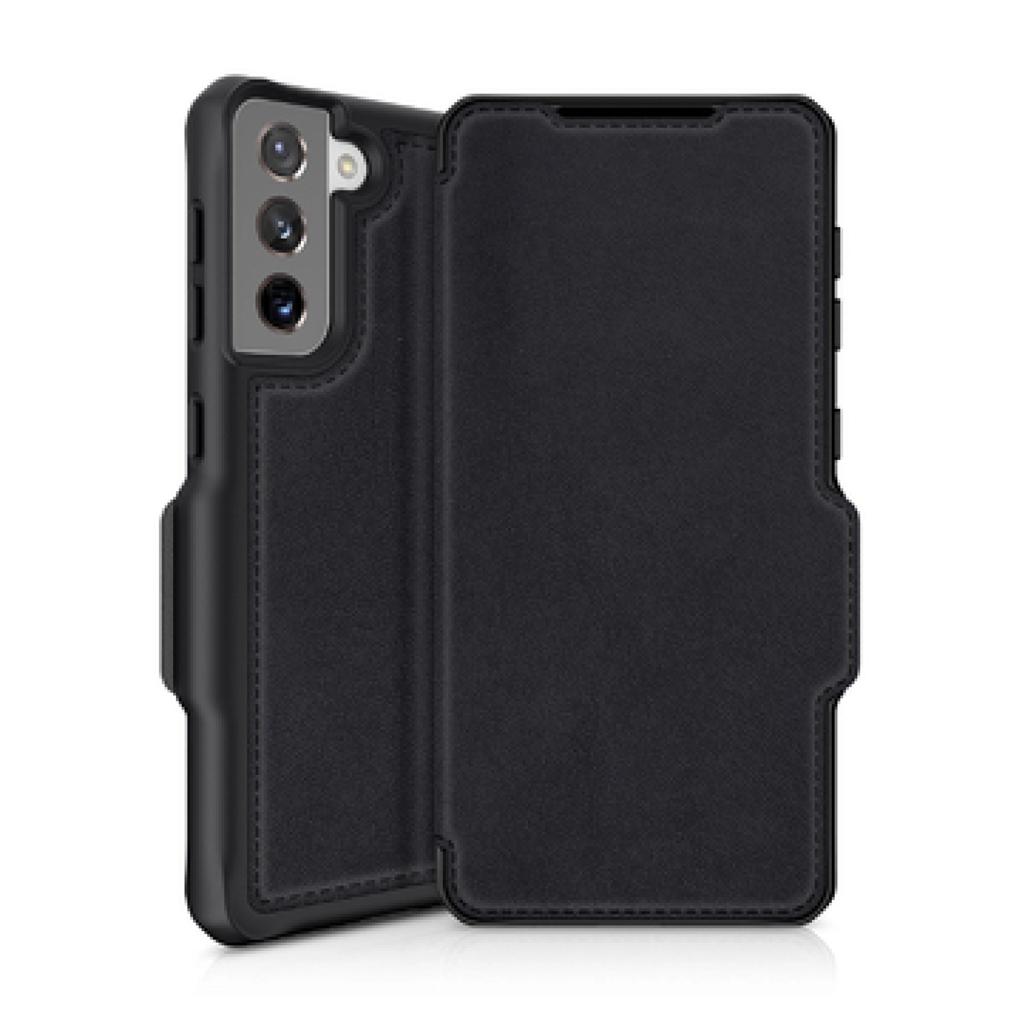 ITSKINS HYBRID FOLIO cover for Samsung Galaxy S21 4G / 5G®. Black with recycled leather