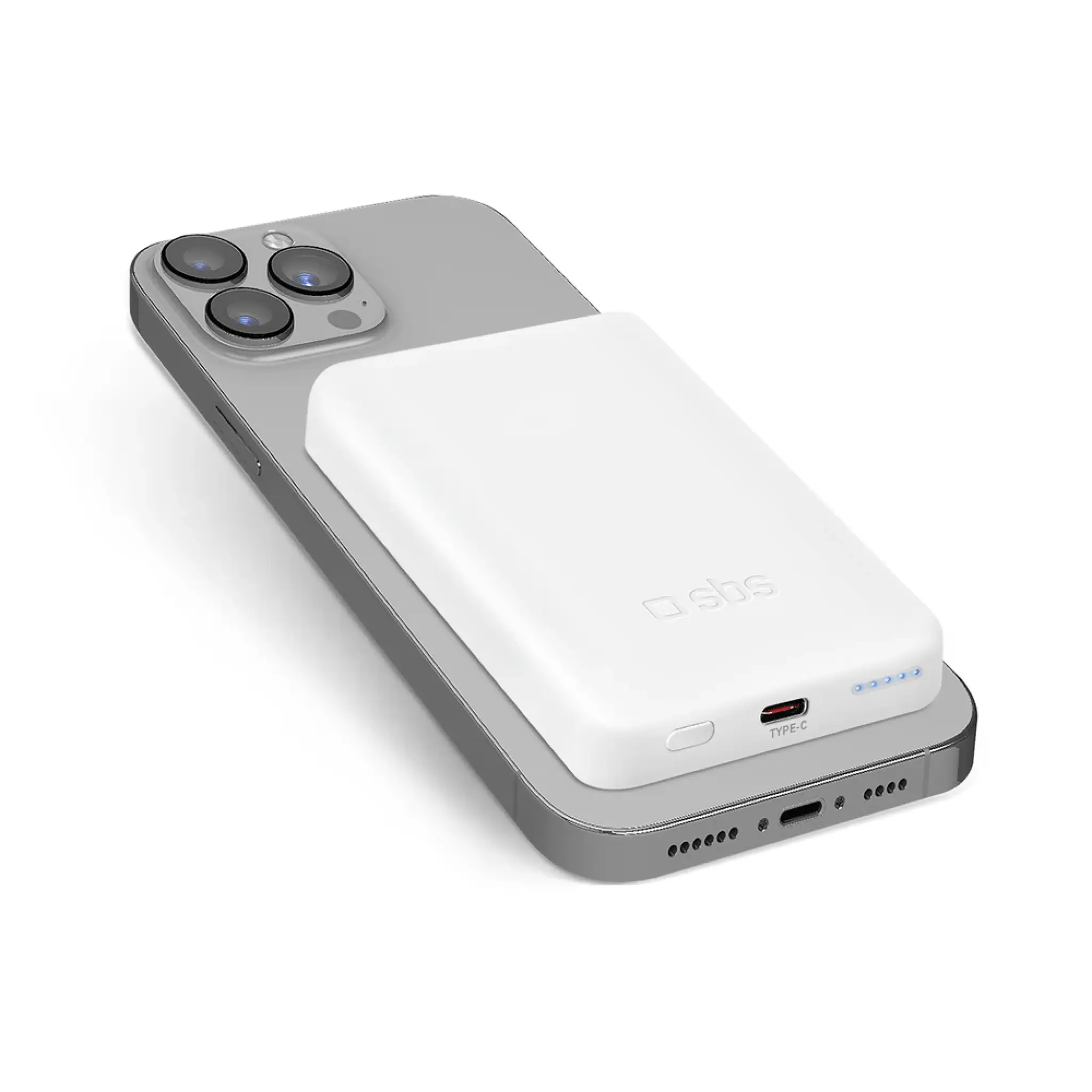 SBS 5000 mAh wireless magnetic Power Bank. White