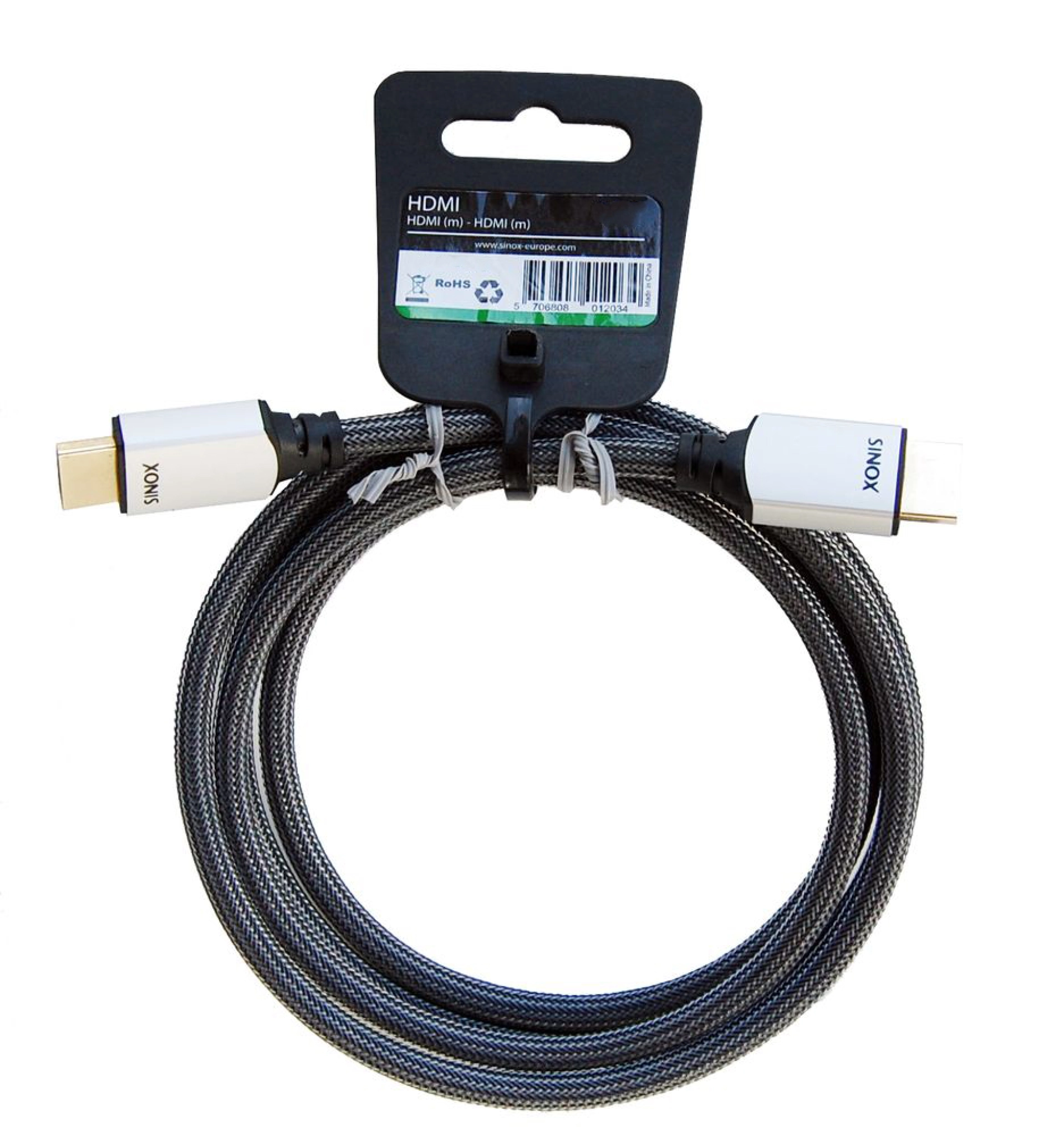 Sinox 4K HDMI™ Cable. 0.75m. Black/silver