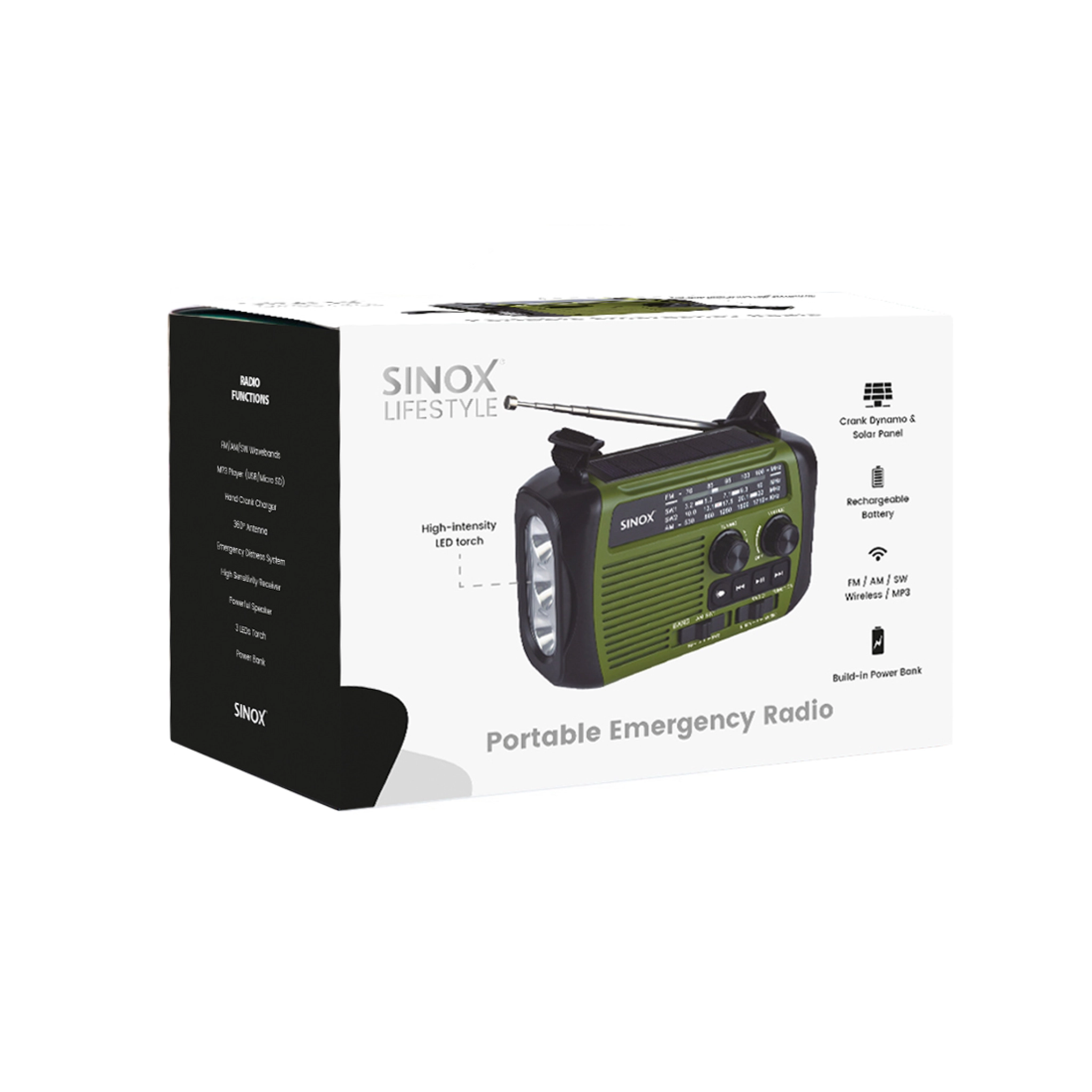 Sinox Bluetooth® Emergency Radio. Green