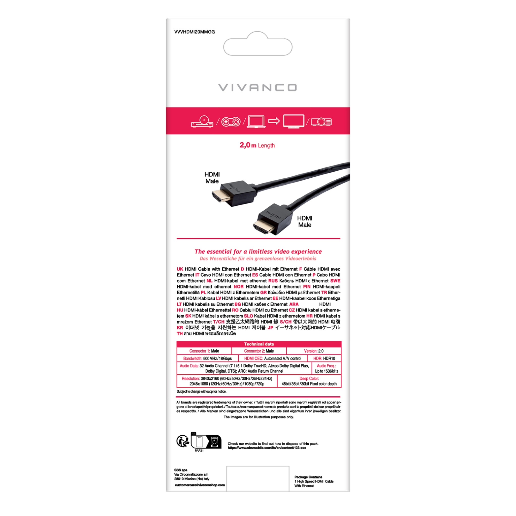 Vivanco High Speed HDMI Cable with Ethernet