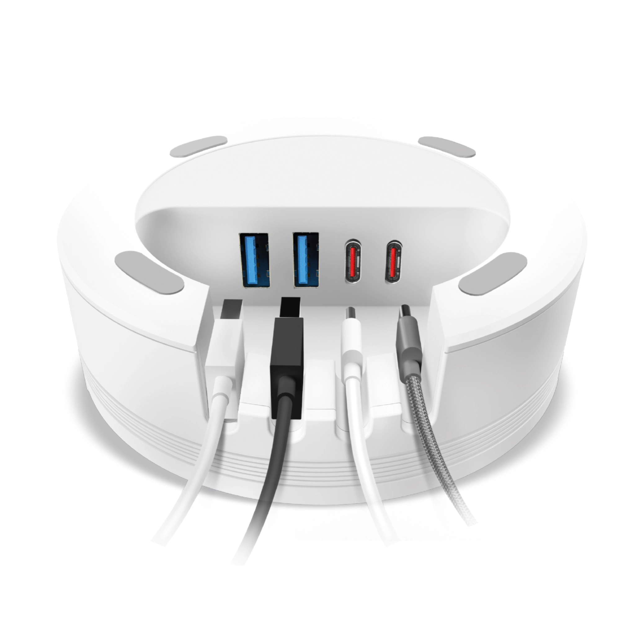SBS Charging station with 2 USB-A ports, 2 USB-C ports and wireless charger. White