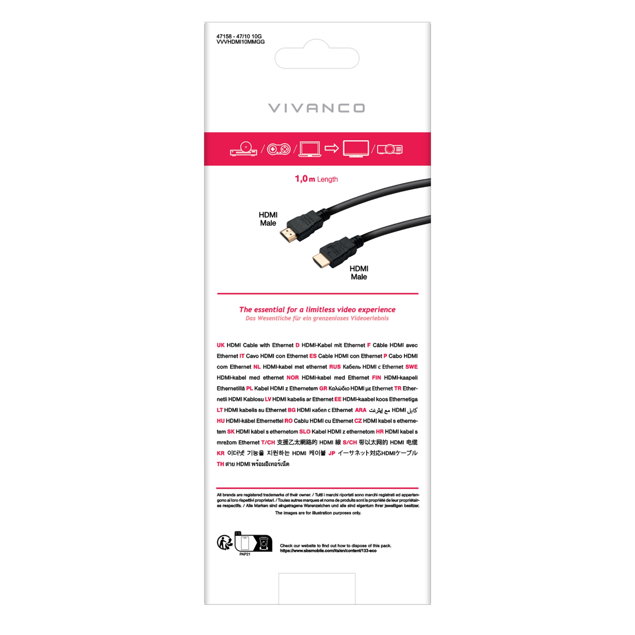 Vivanco HDMI Type A Cable for 3D and 4K Ultra HD