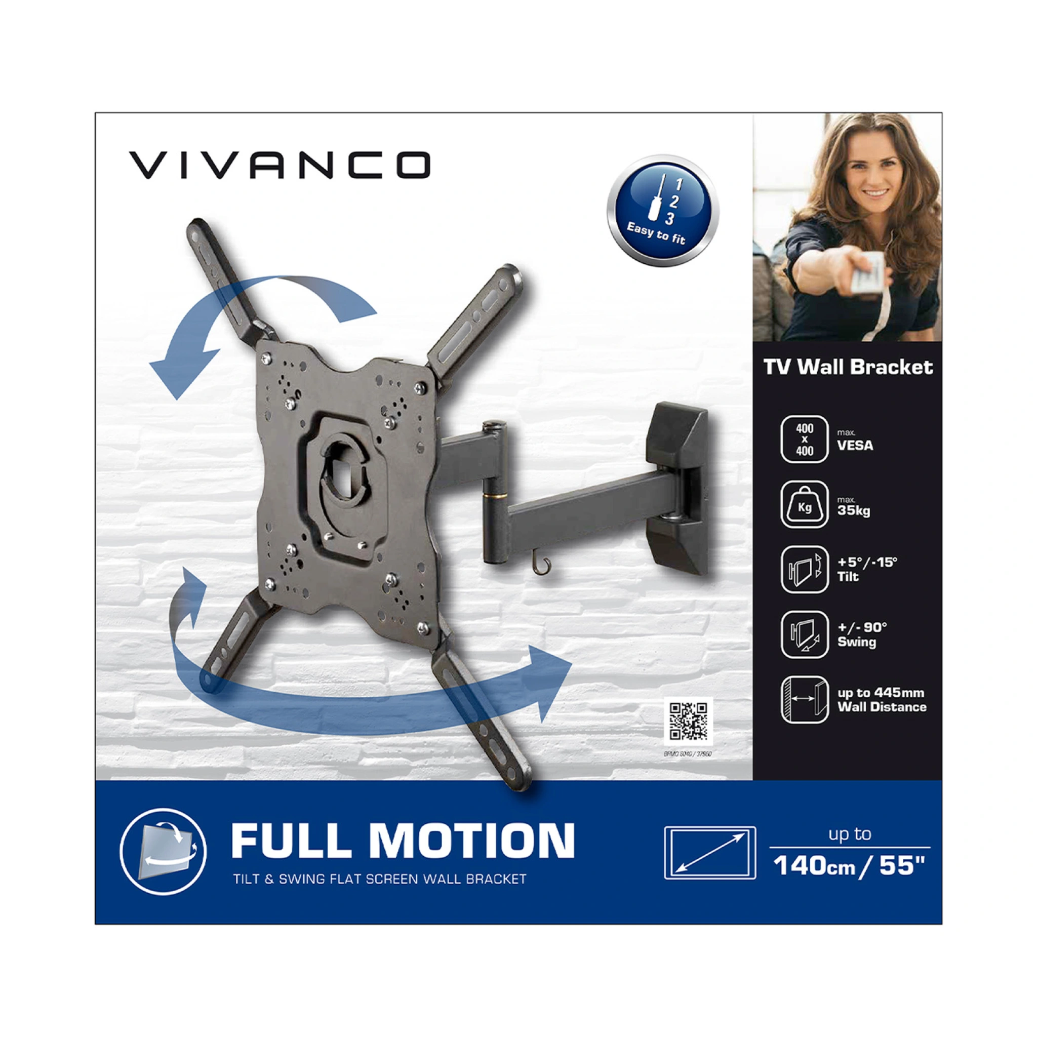 Vivanco TITAN TV Wall Mount, TILT, 55", 40kg, VESA 400x400