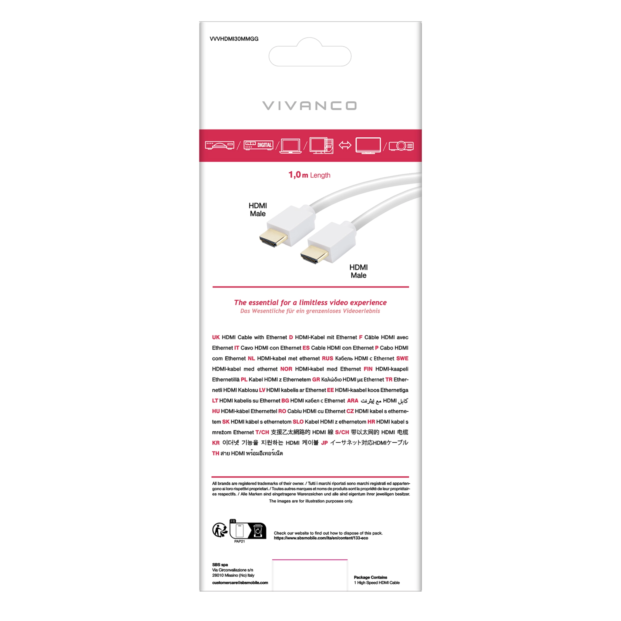 Vivanco High Speed HDMI Cable with Ethernet