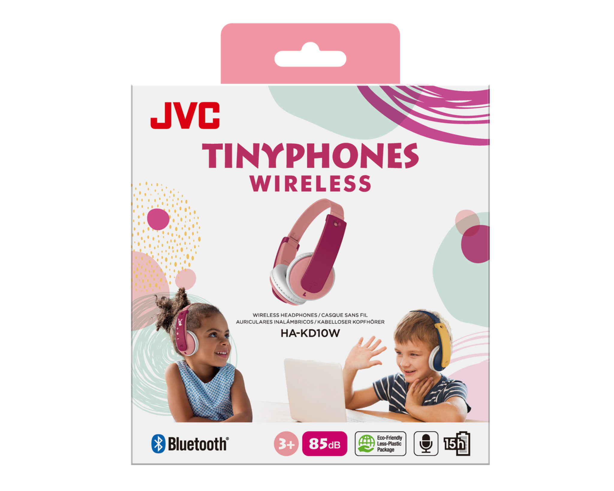 JVC Tinyphone wireless headphone for kids. Pink