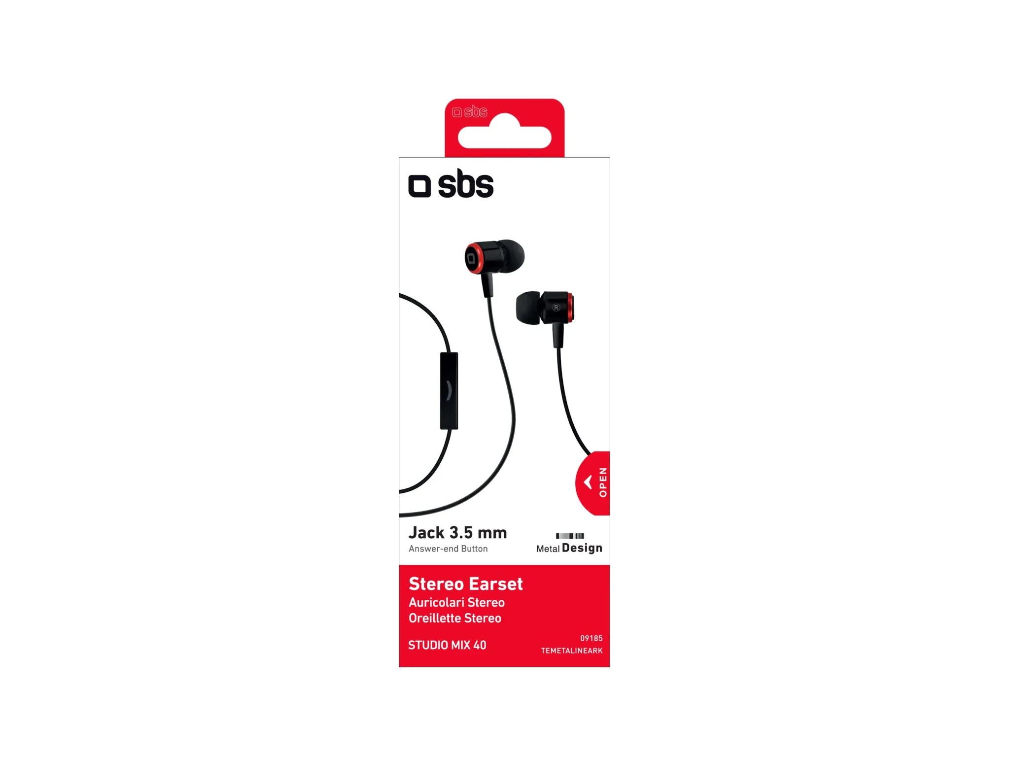 SBS In Ear Stereo Earset Studio Mix 40. Black/red