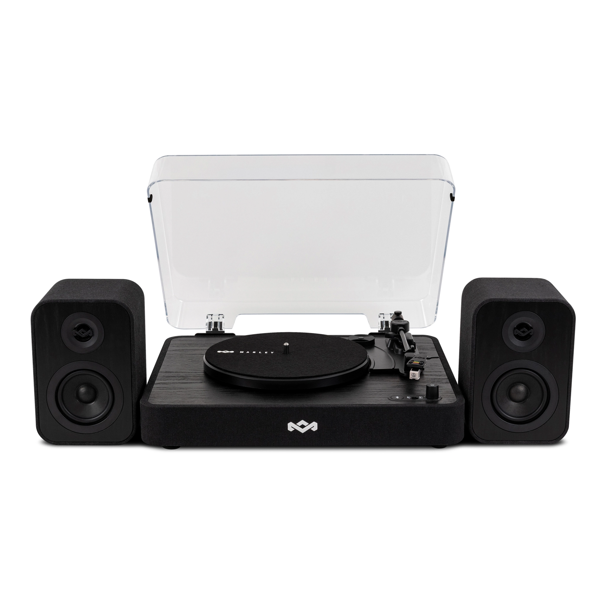 Marley Revolution Turntable and Speakers. Black