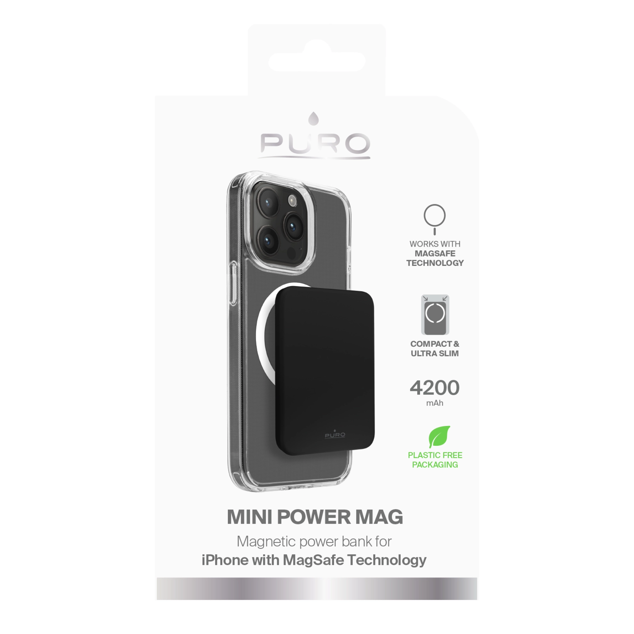 PURO Power Bank Wireless “Mini Power Mag” 4200 mAh for iPhone