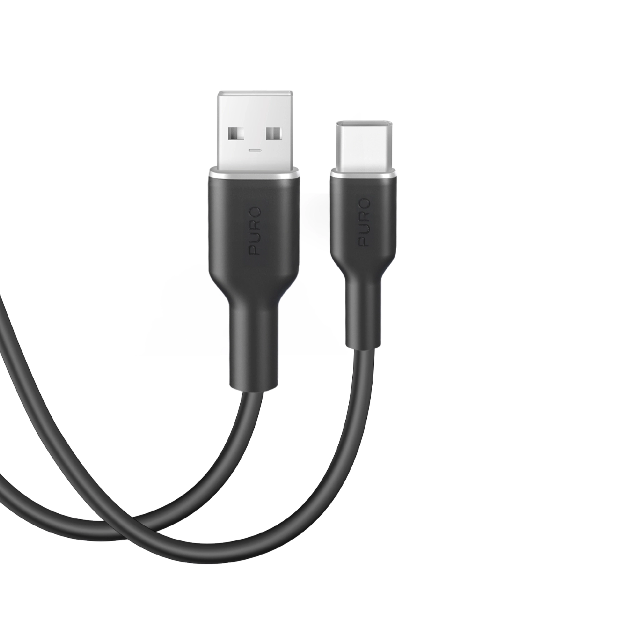 PURO Charging and synchronization cable SOFT from USB-A to USB-C 1,5m