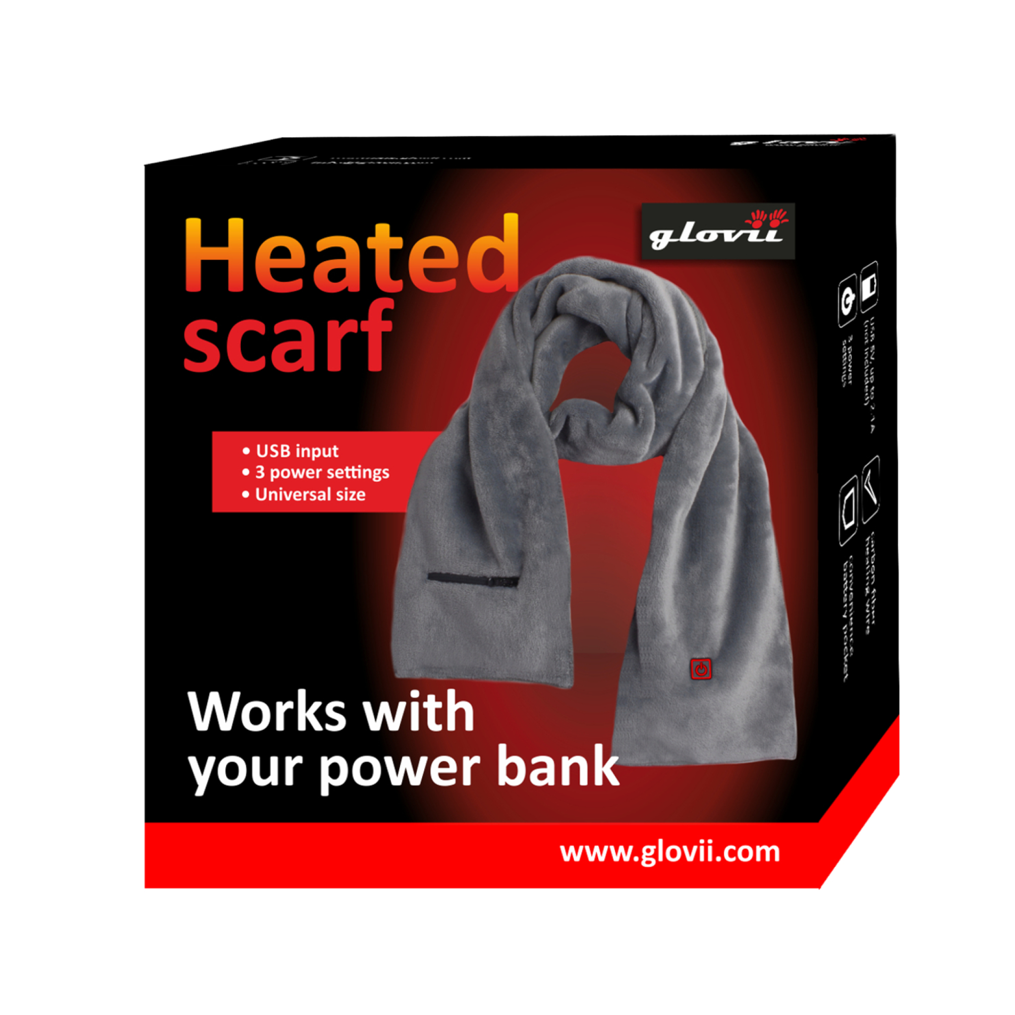 Glovii Heated Scarf. Black