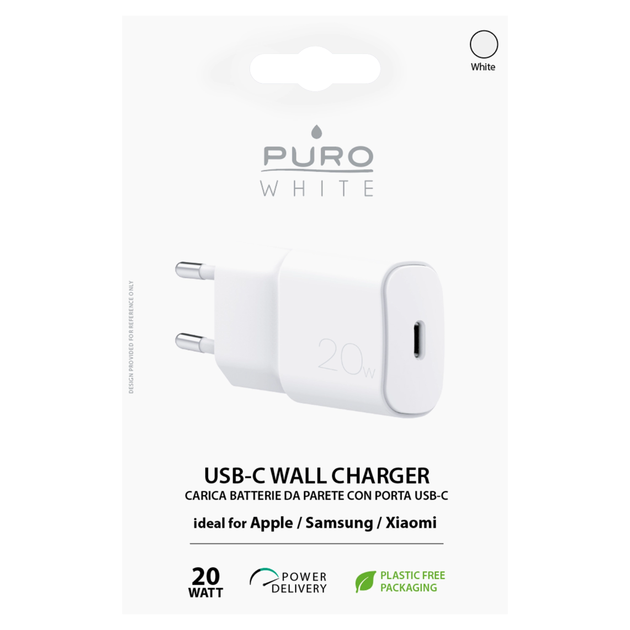 PURO Wall charger USB-C 20W. White