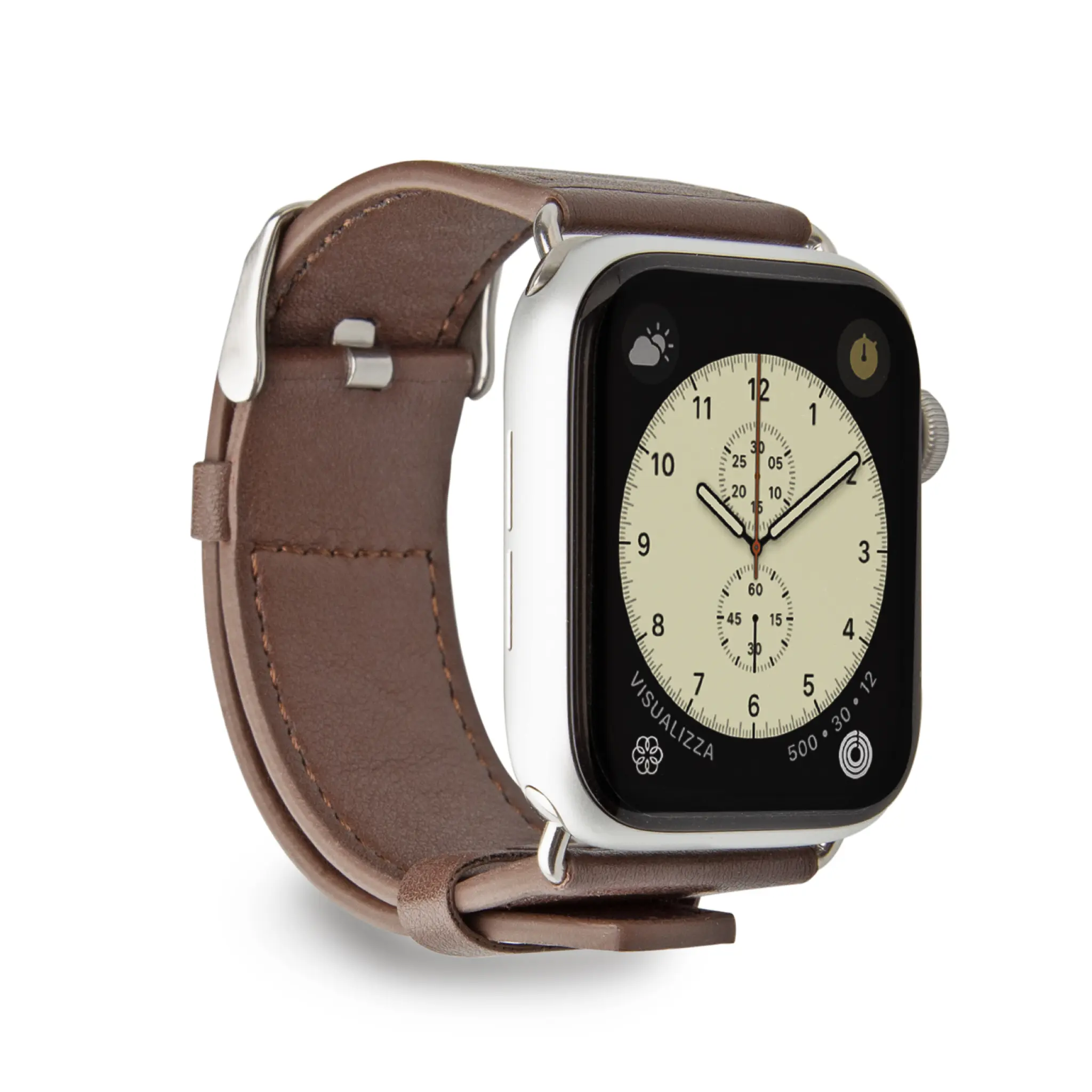 SBS Faux Leather Band for Apple Watch 42/44/45/49mm. Brown