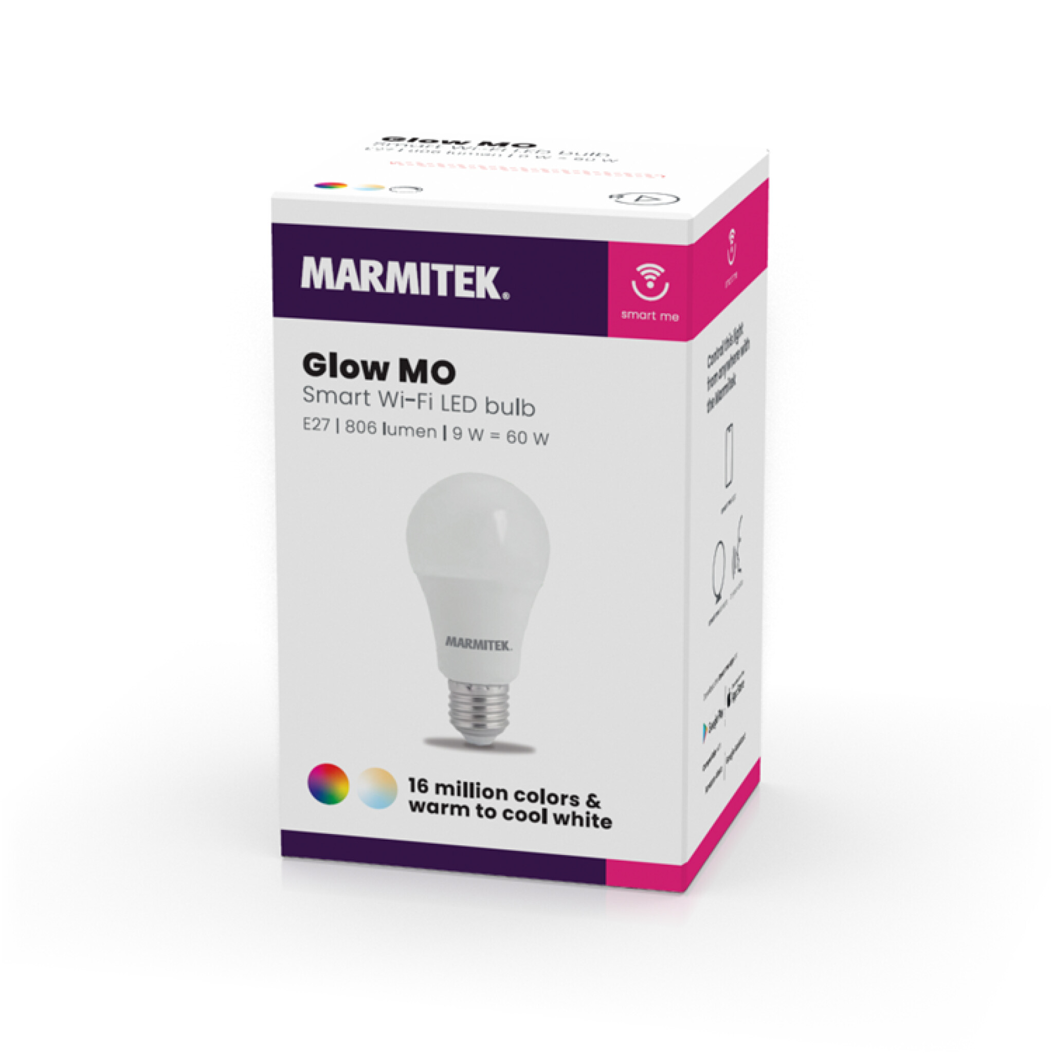 Marmitek Glow MO. E27. White + 16 mm colors