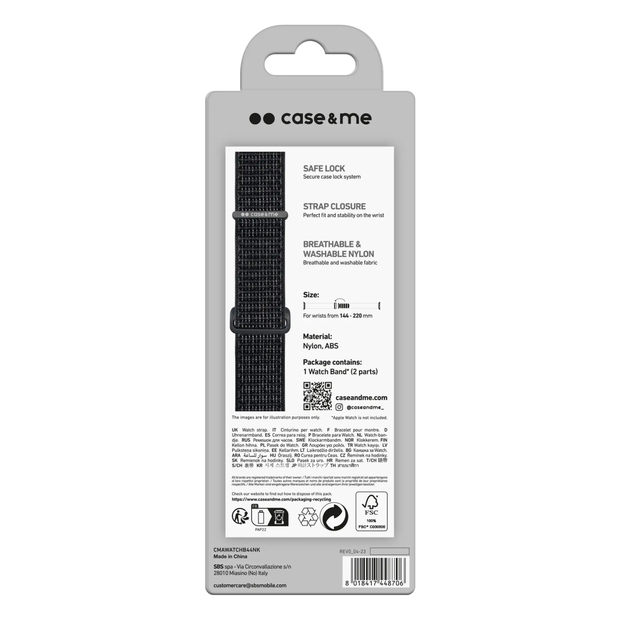 SBS Nylon Band for Apple Watch 42/44/45/49mm. Black