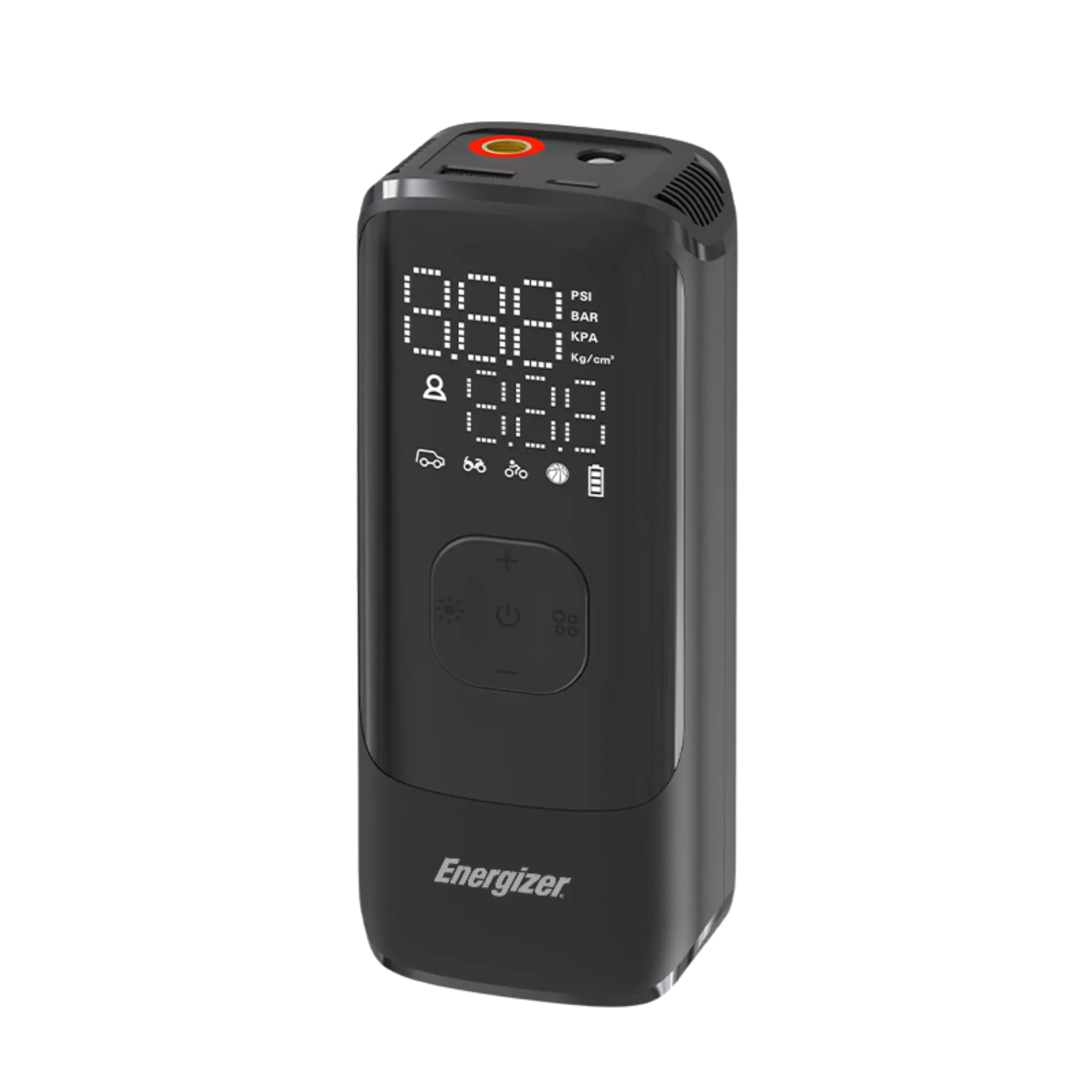 Energizer High-Performance Tire Inflator with 150 PSI Max Pressure. Black