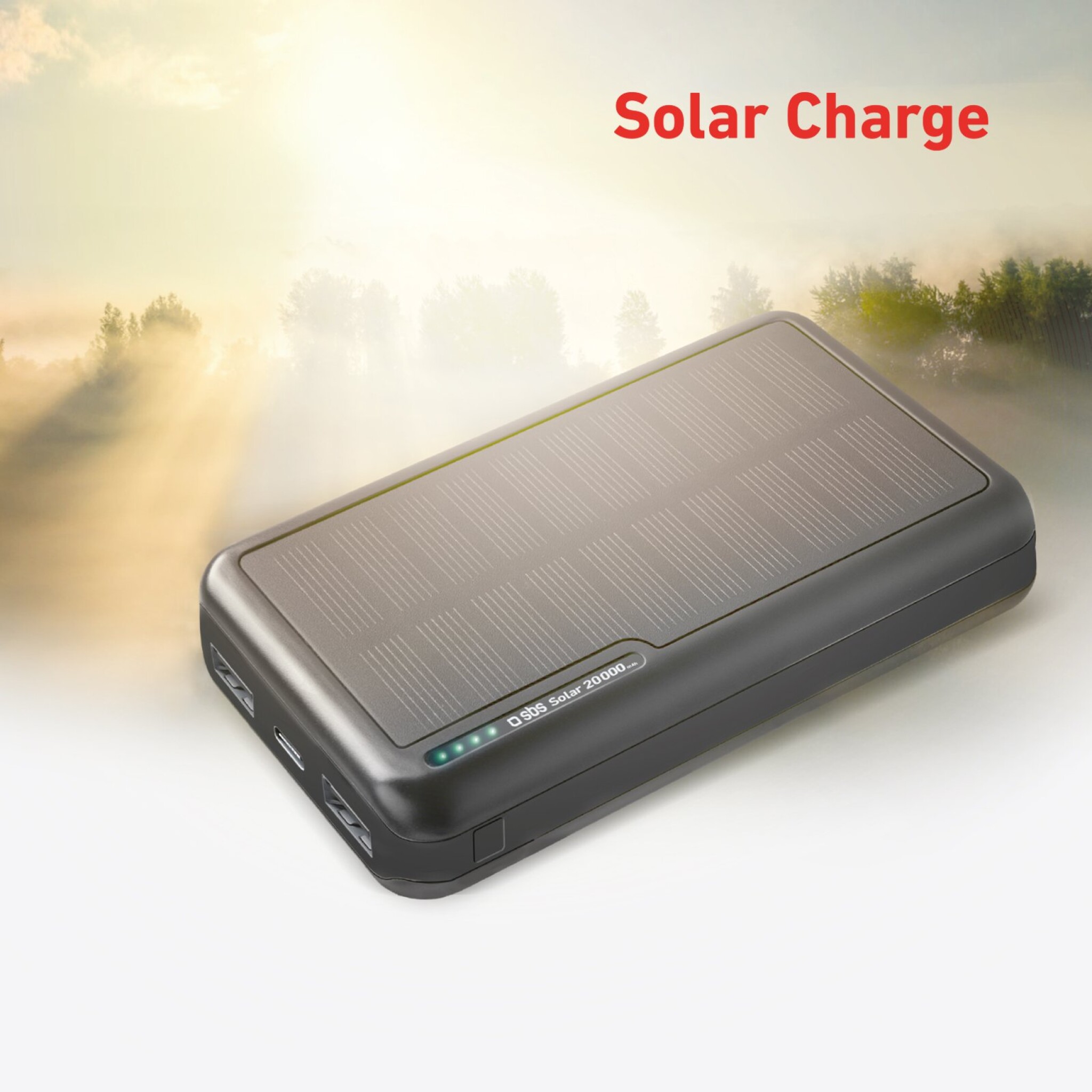 SBS Solar Power Bank. 20,000 mAh. Black