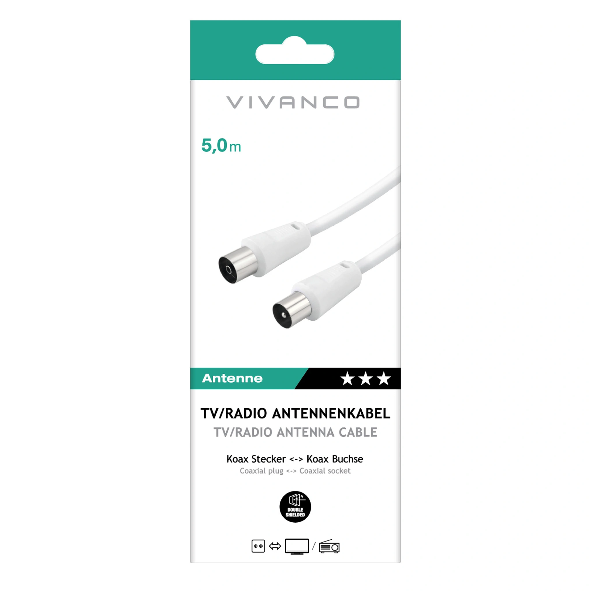 Vivanco Male/male antenna cable 50dB