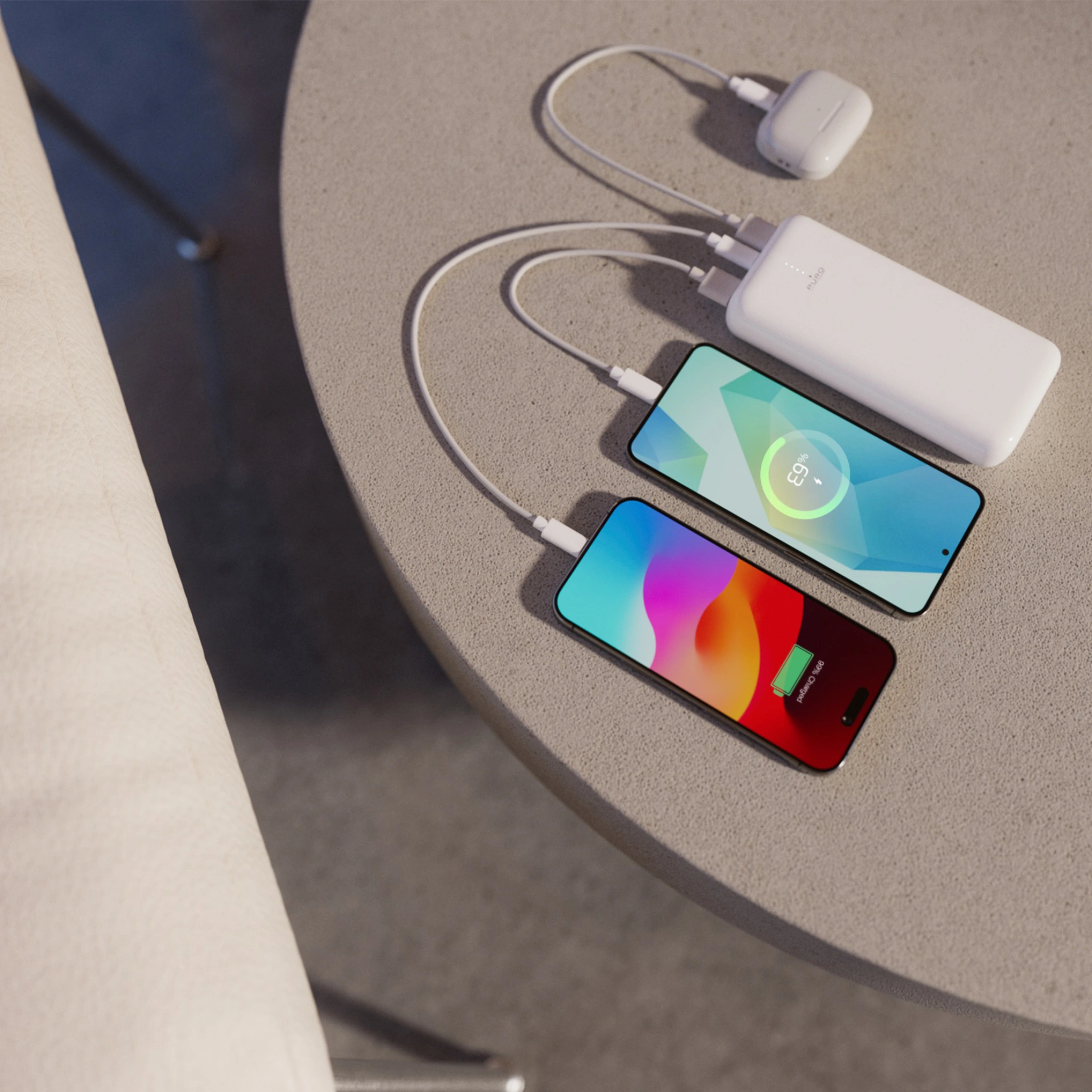 PURO Power Bank 20000mAh USB-C + 2 USB-A Fast Charge. White