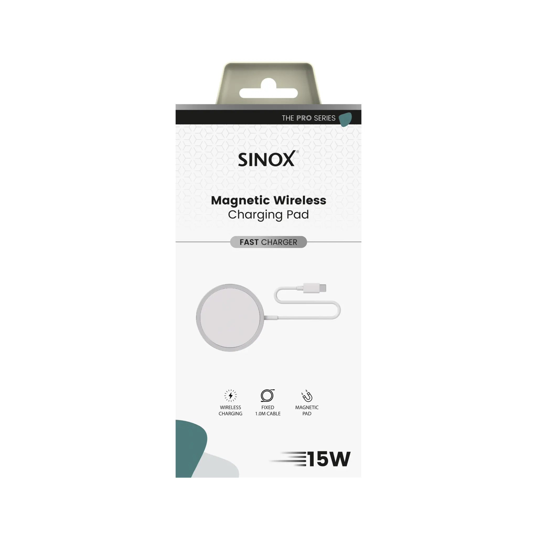 Sinox PRO Magnetic Wireless Charger 15W. 1m. White