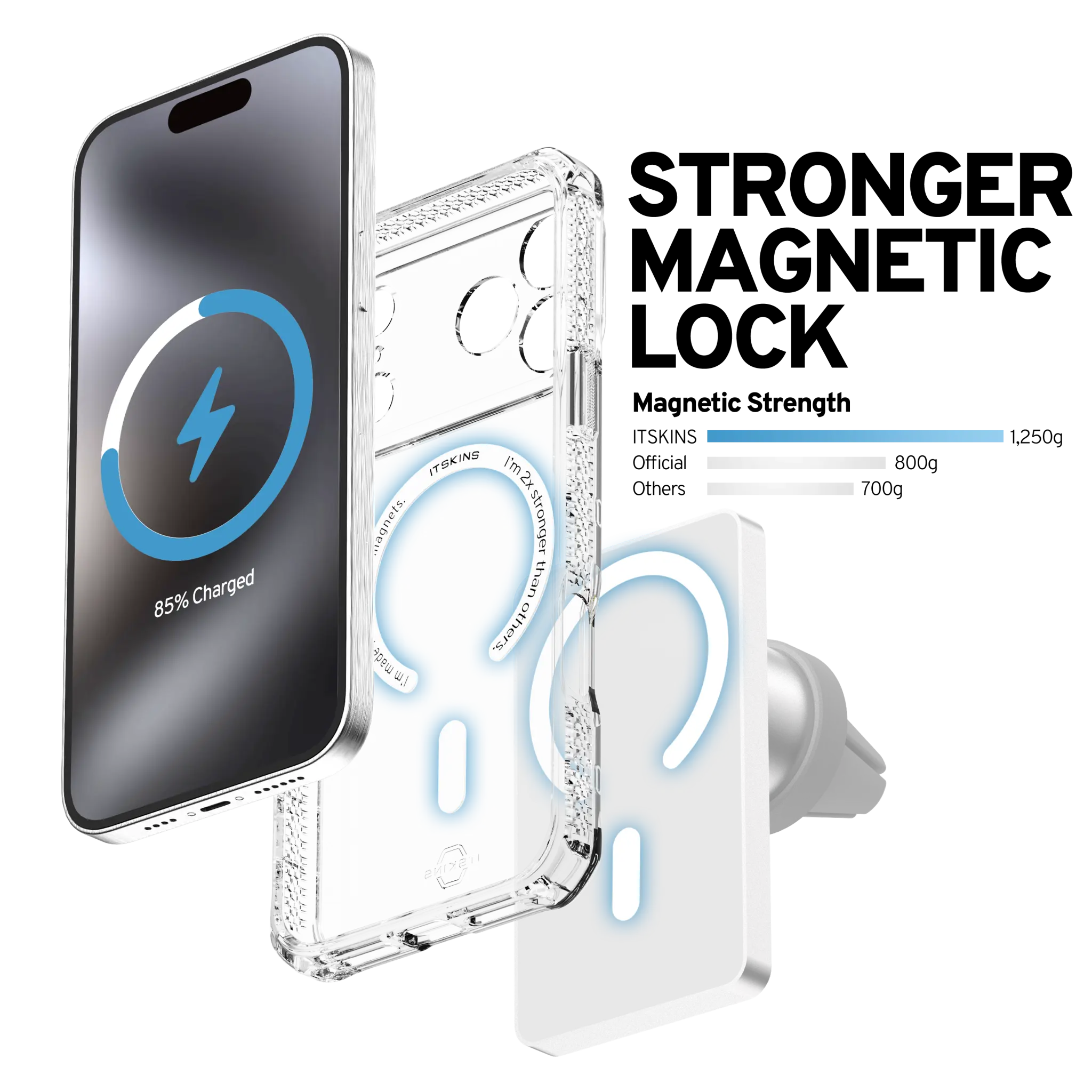 ITSKINS HYBRID MAGSAFE CLEAR cover for iPhone 17 Pro®. Transparent