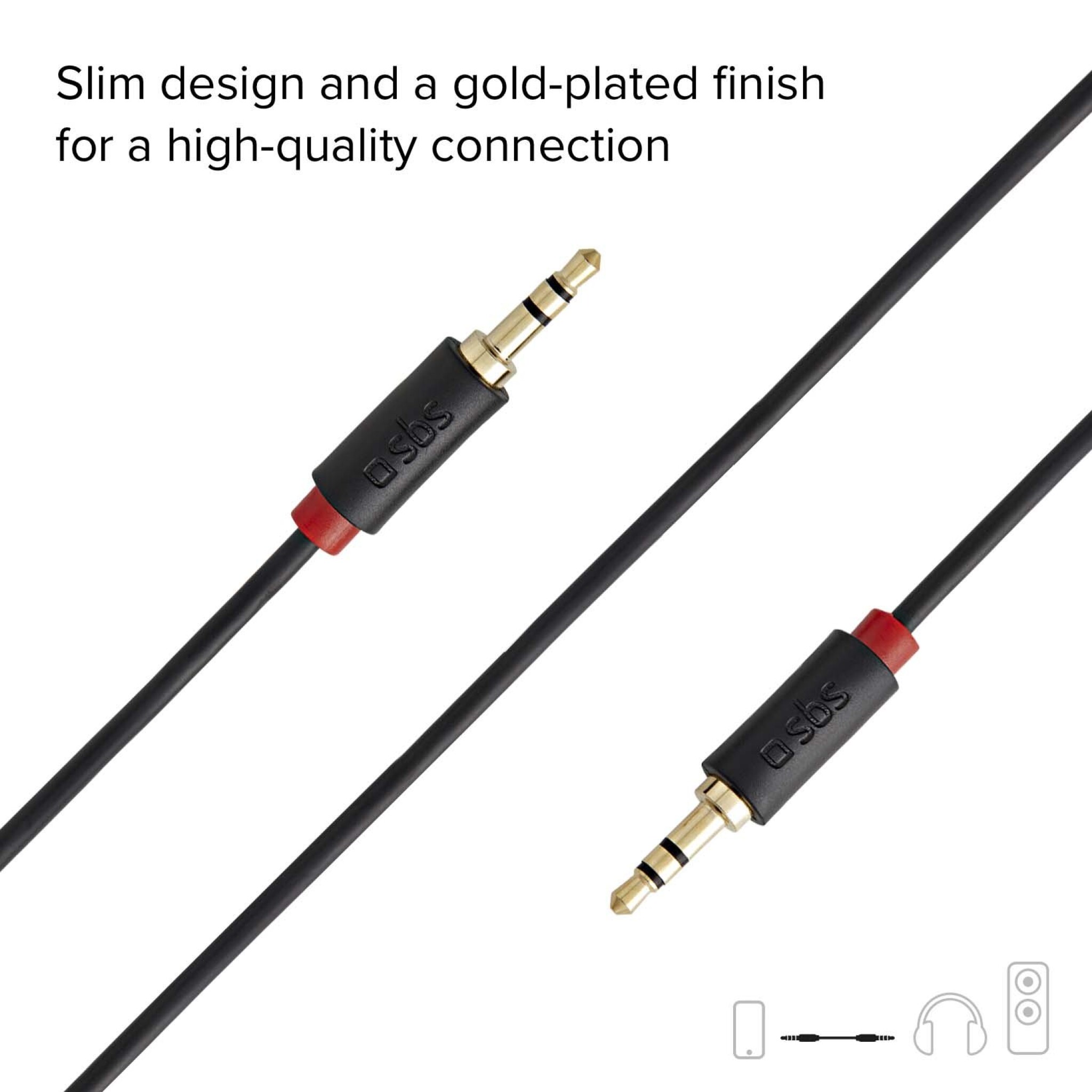 SBS Mini Jack Cable. 1.5m. Black