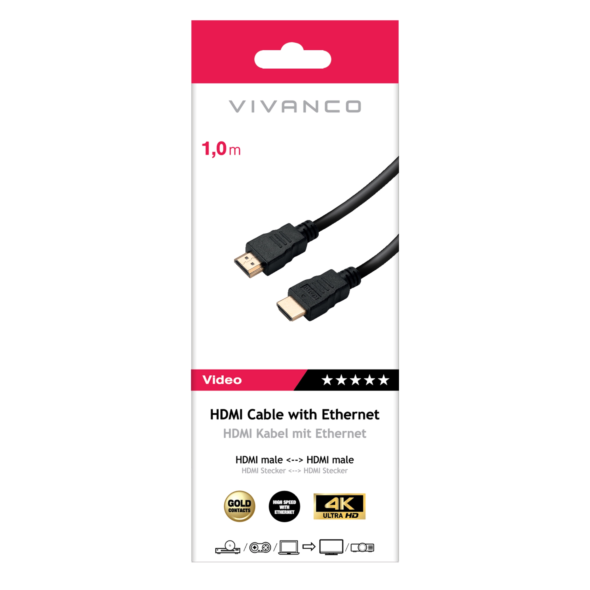 Vivanco HDMI Type A Cable for 3D and 4K Ultra HD