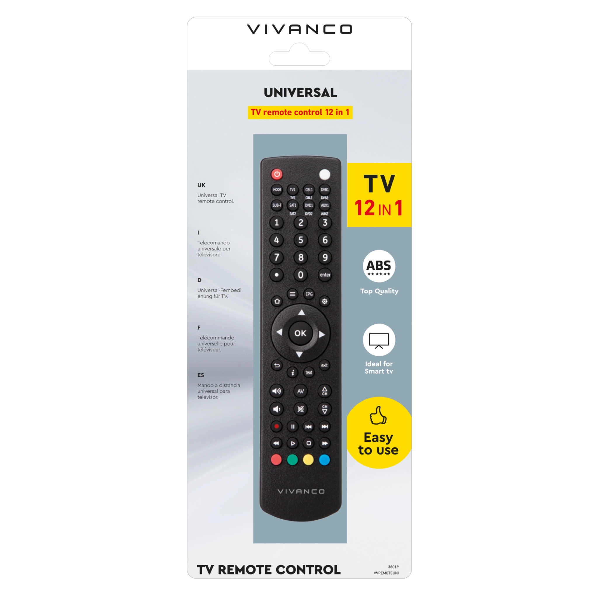 Vivanco 12-in-1 multi-brand universal remote control