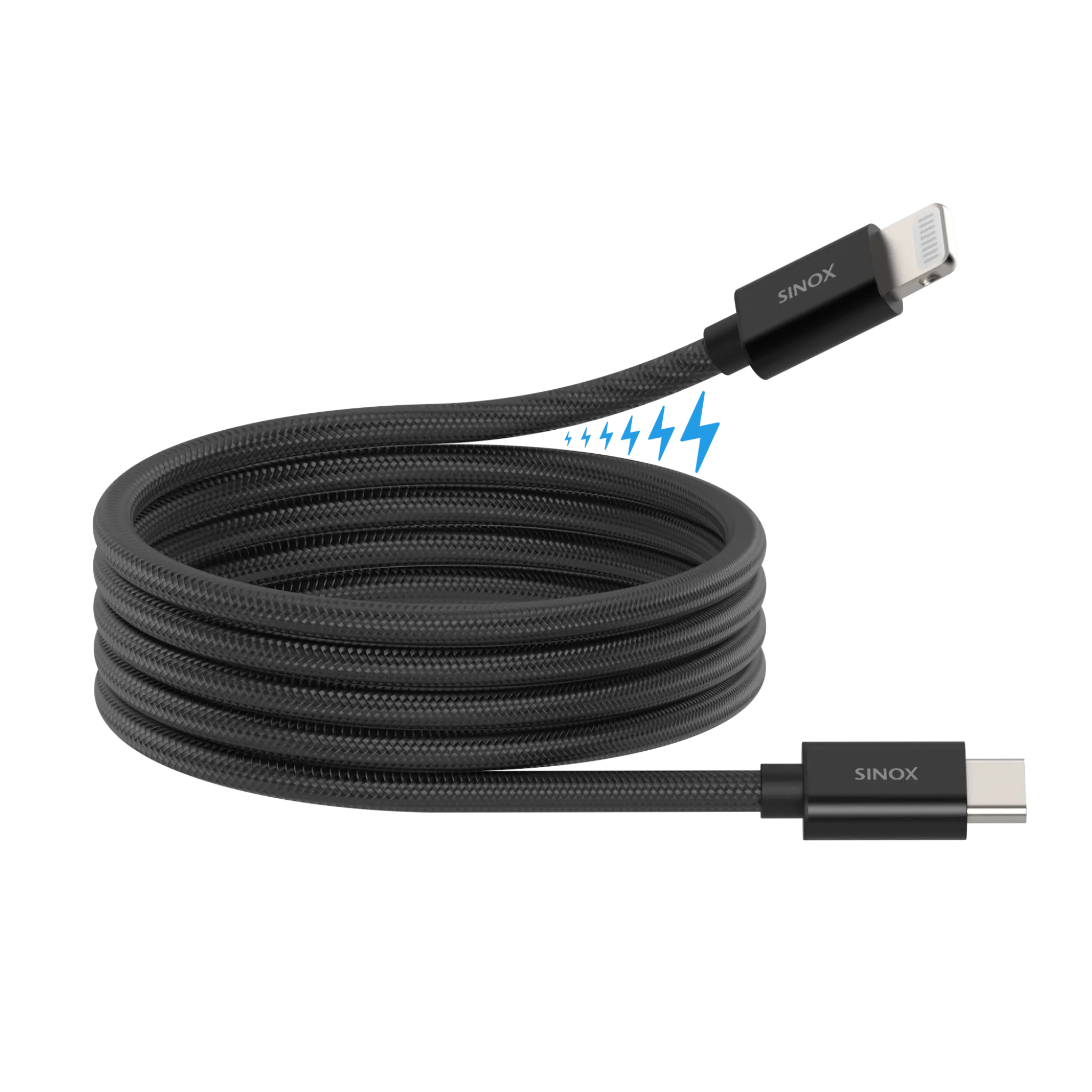 Sinox PRO USB C to Lightning Magnetic Cable. 1m. Black