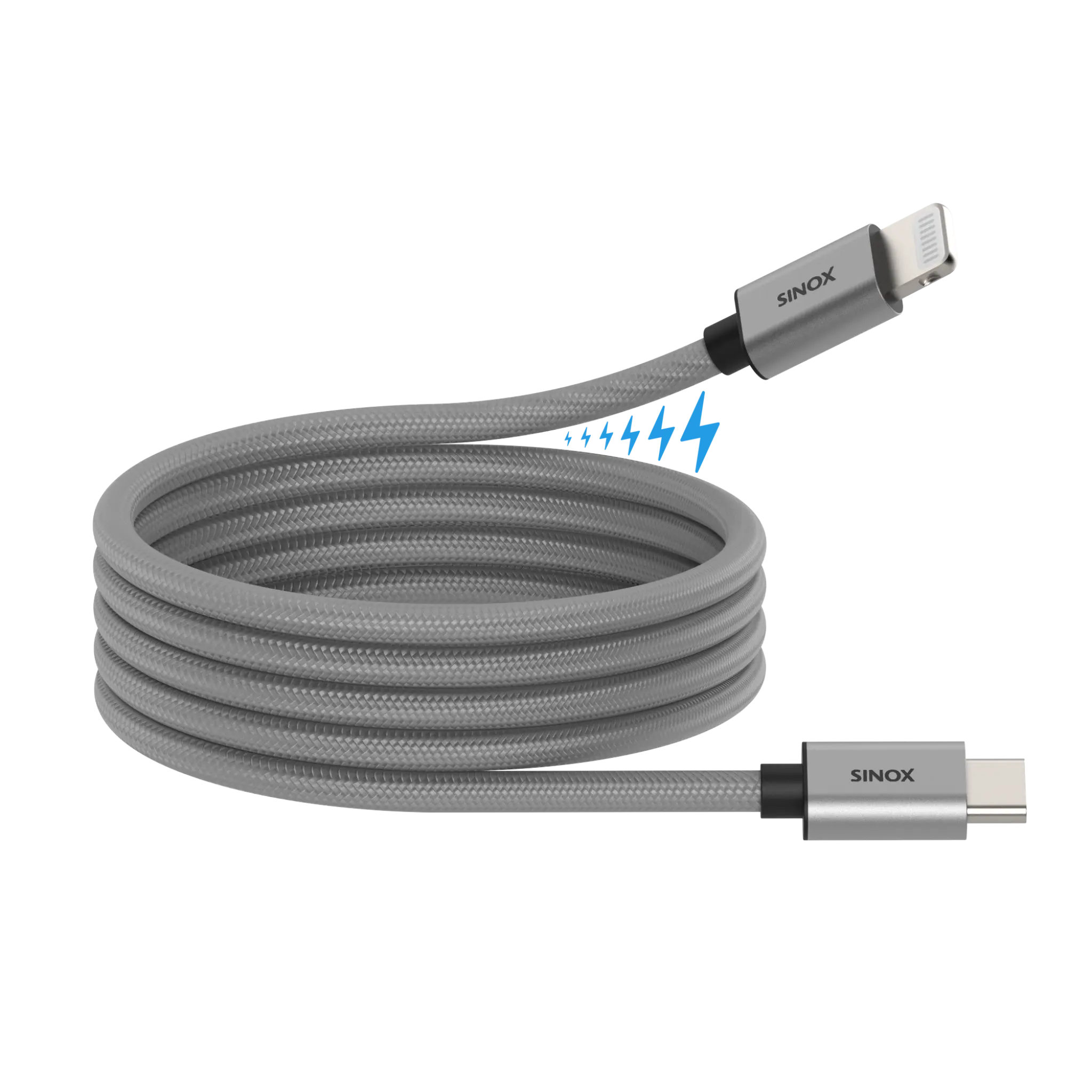 Sinox PRO USB C to Lightning Magnetic Cable. 1m. Grey